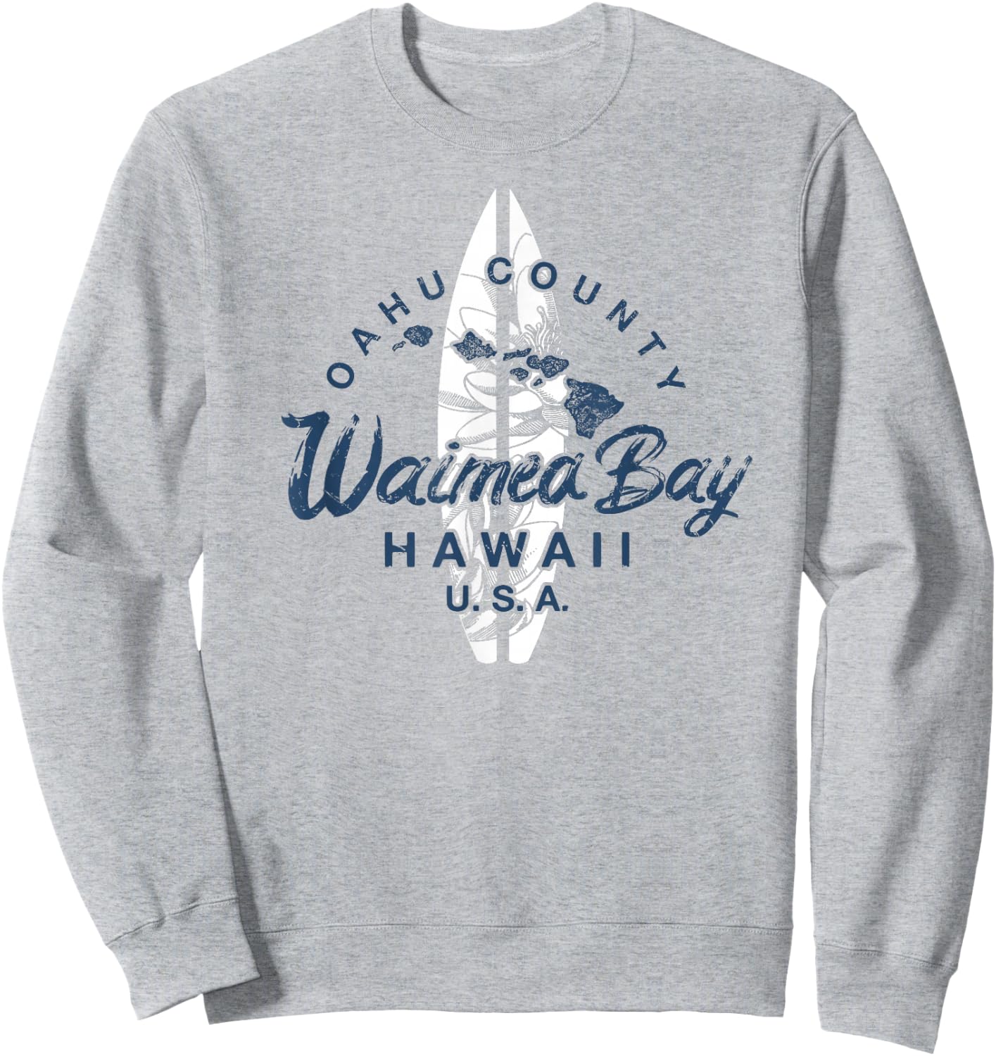 Waimea Bay Hawaii North Shore Oahu Hawaiian Surfing Vintage Sweatshirt - Sweatshirt | Ash