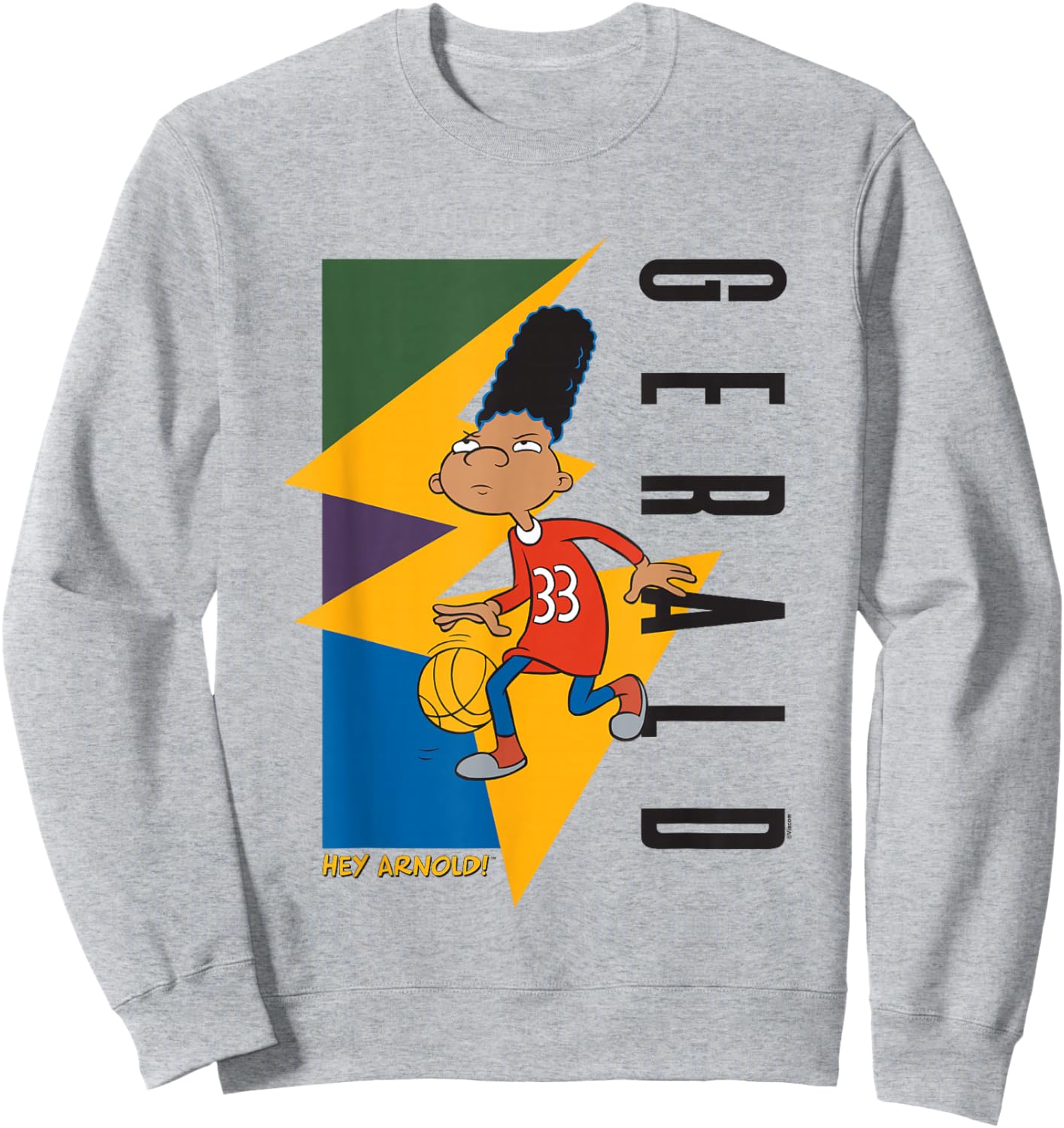 Hey Arnold! Iconic Gerald Playing 90's Vibe Big Chest Poster Sweatshirt - Sweatshirt | Ash
