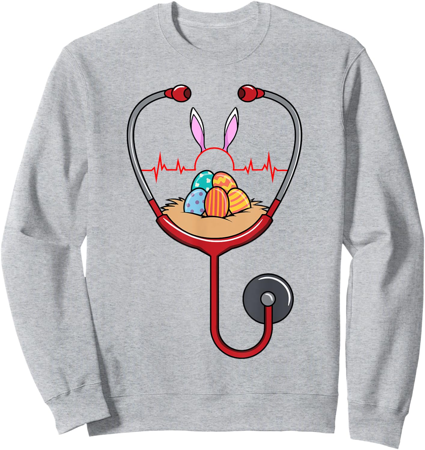 Easter Nurse Doctor Stethoscope Nurses Cute RN CNA Gift Sweatshirt - Sweatshirt | Ash