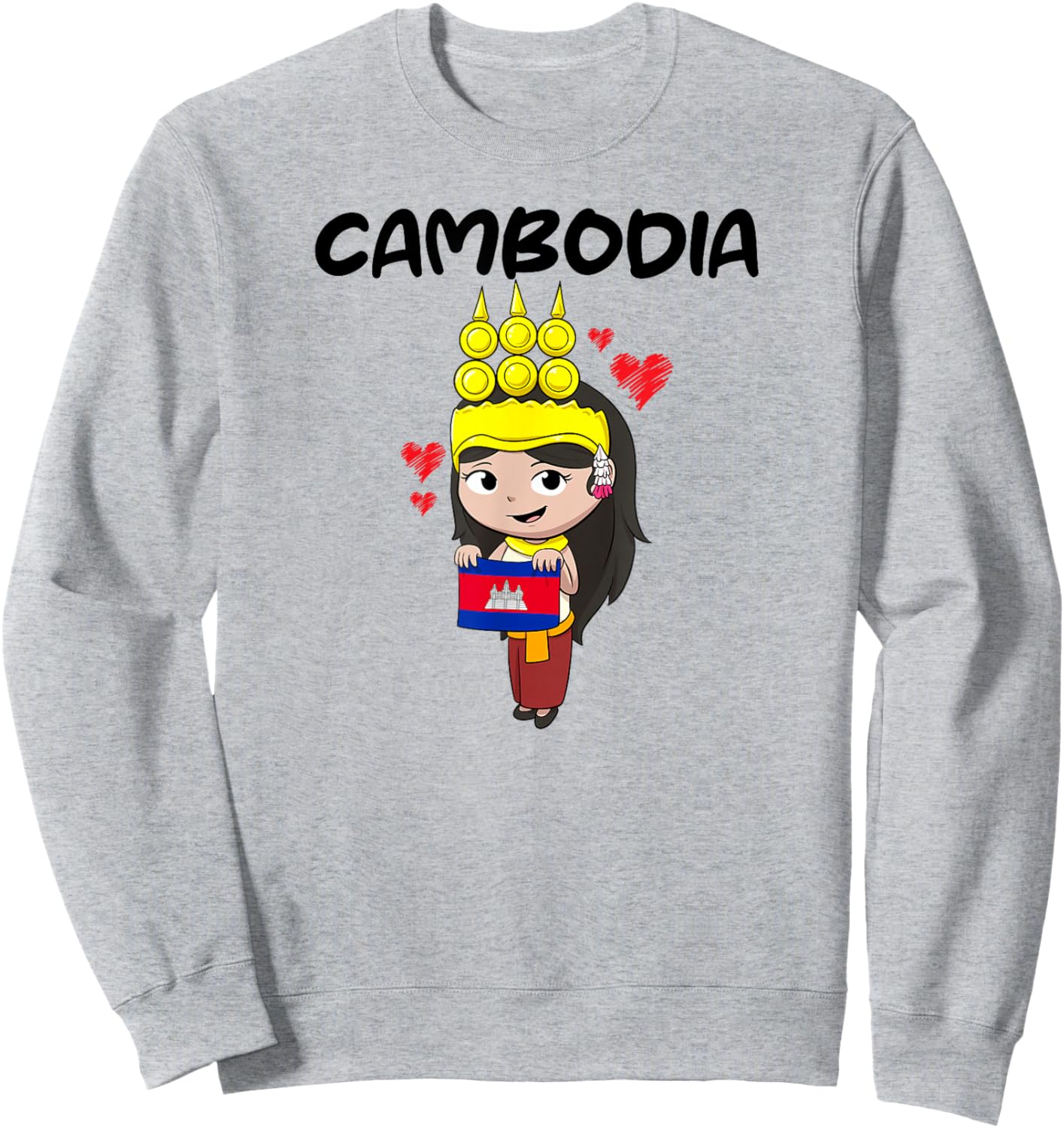 Cambodia Cambodian Khmer Apsara Traditional Dance Flag Sweatshirt - Sweatshirt | Ash
