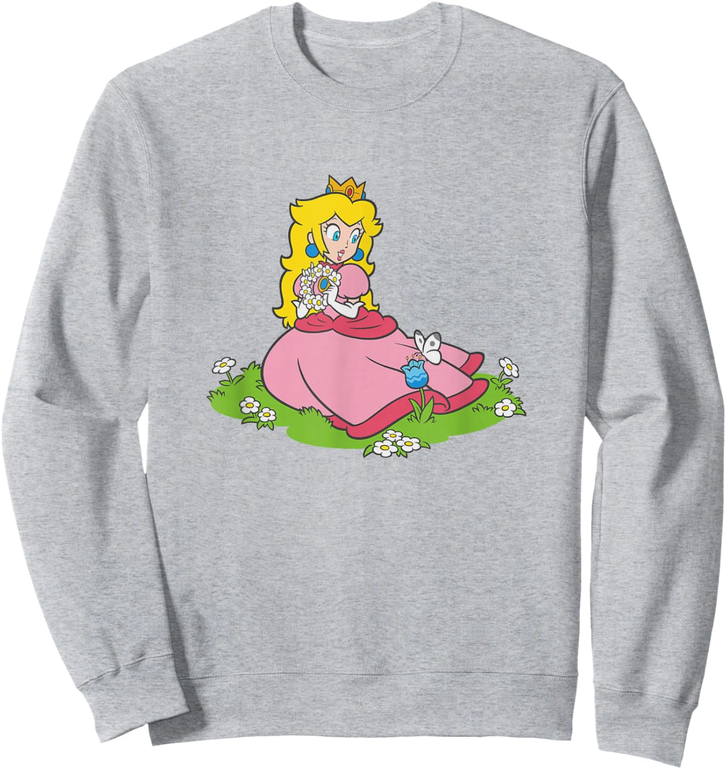 Super Mario Bros Princess Peach Beautiful Flowers Portrait Sweatshirt - Sweatshirt | Ash
