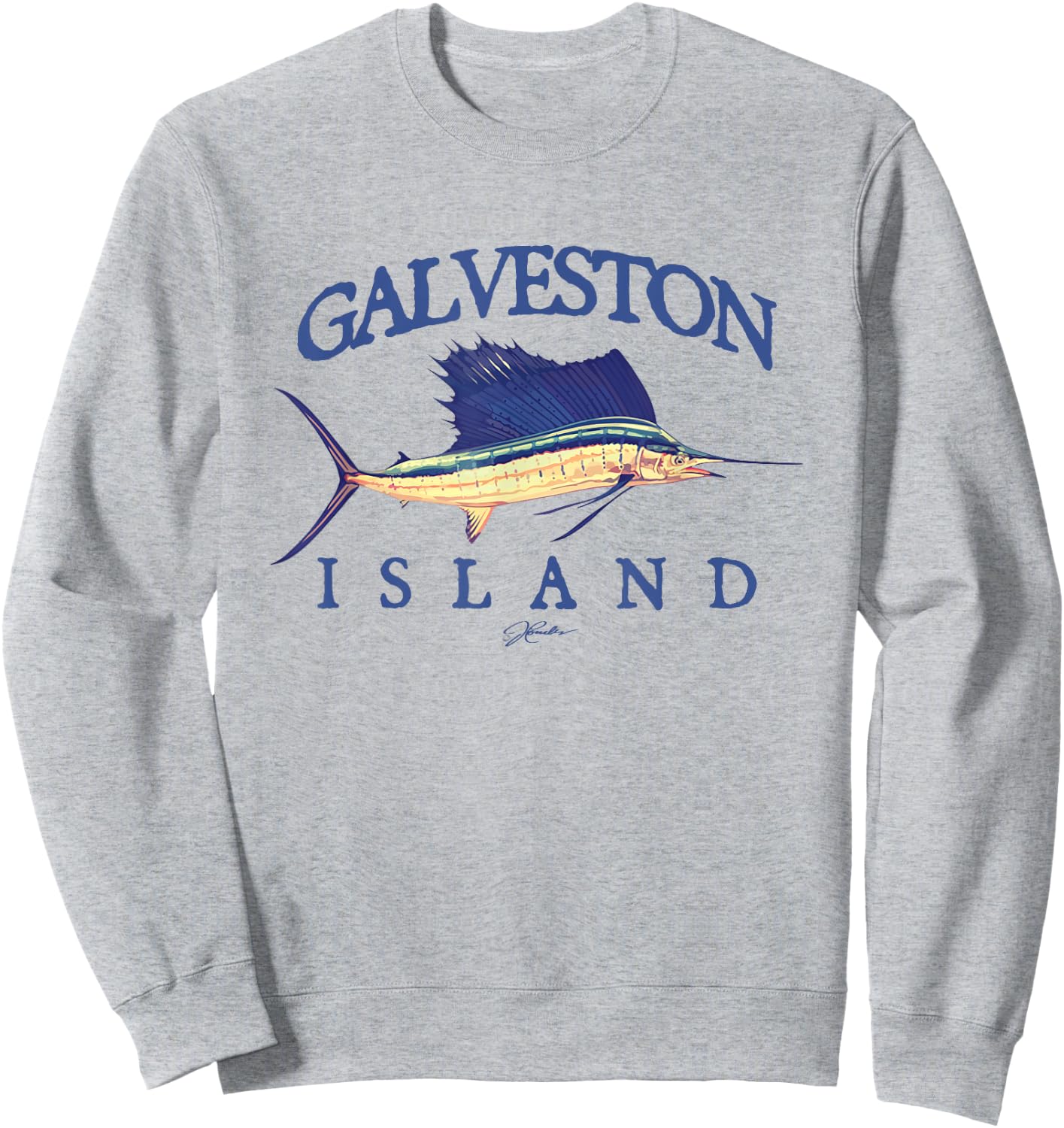 JCombs: Galveston Island, TX, Vintage Sailfish Sweatshirt - Sweatshirt | Ash