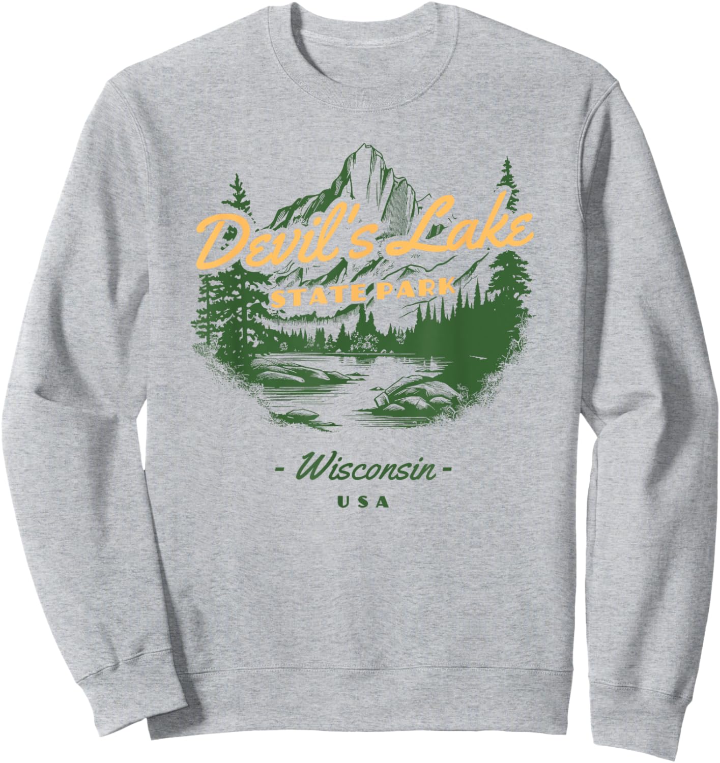 Devil's Lake State Park Wisconsin Retro Vintage Sweatshirt - Sweatshirt | Ash