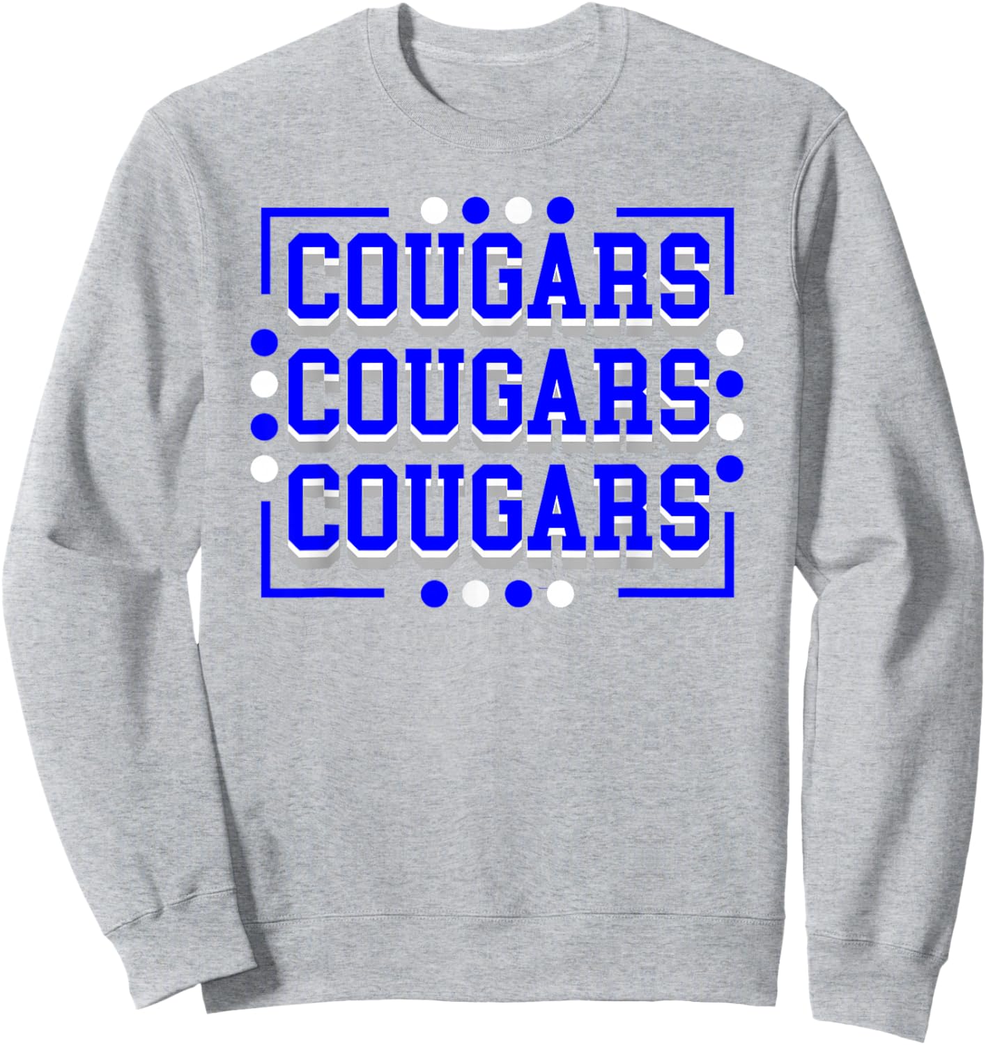 Cougars Mascot School Spirit Blue White Sweatshirt - Sweatshirt | Ash