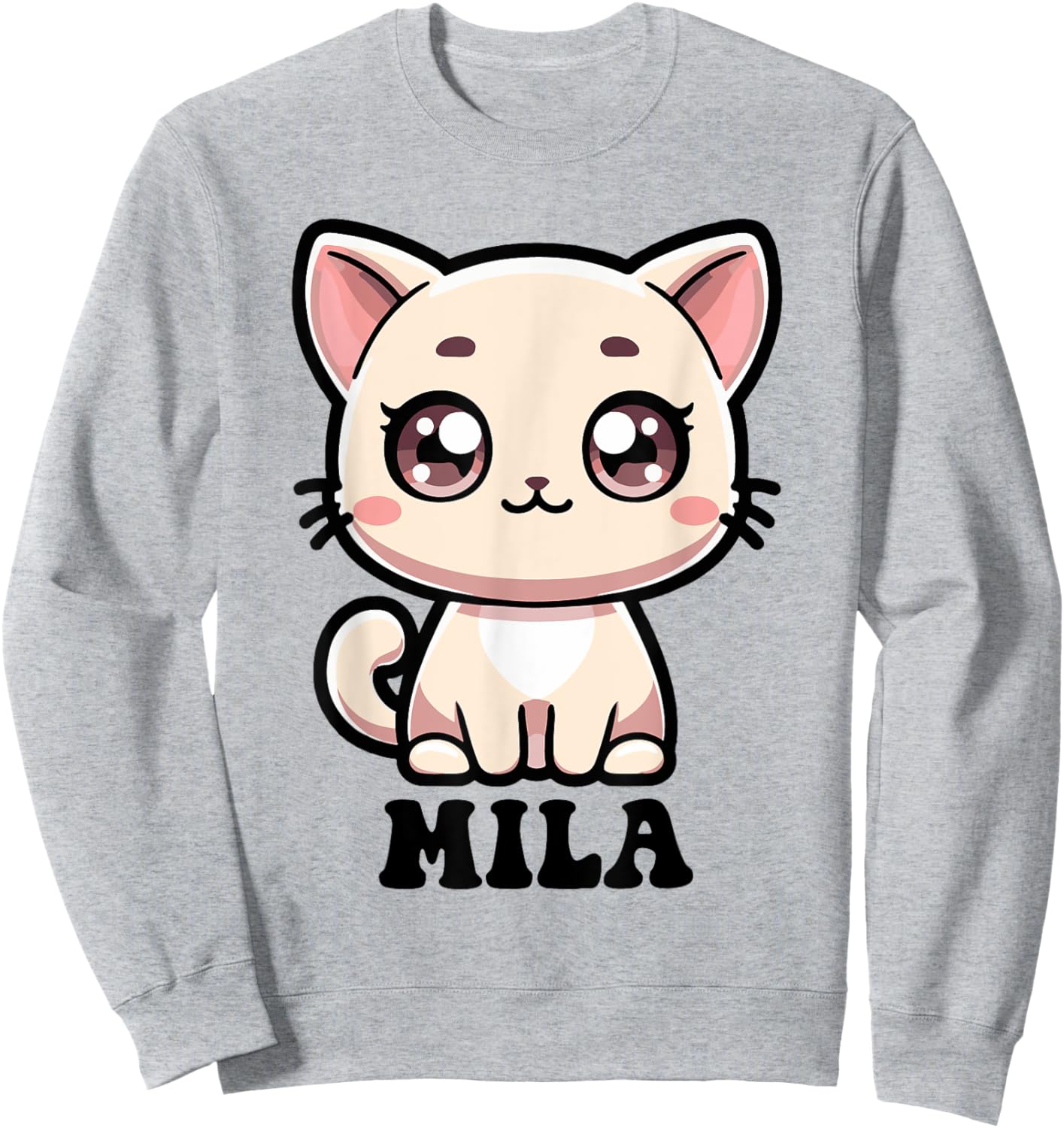Mila Cute Kitty Cat Design for Girls Name Mila Sweatshirt - Sweatshirt | Ash