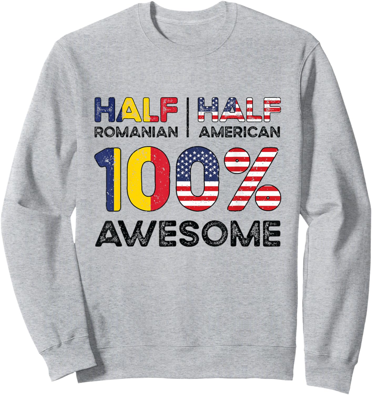 Romanian American Patriot USA Grown Romania US Flag Sweatshirt - Sweatshirt | Ash