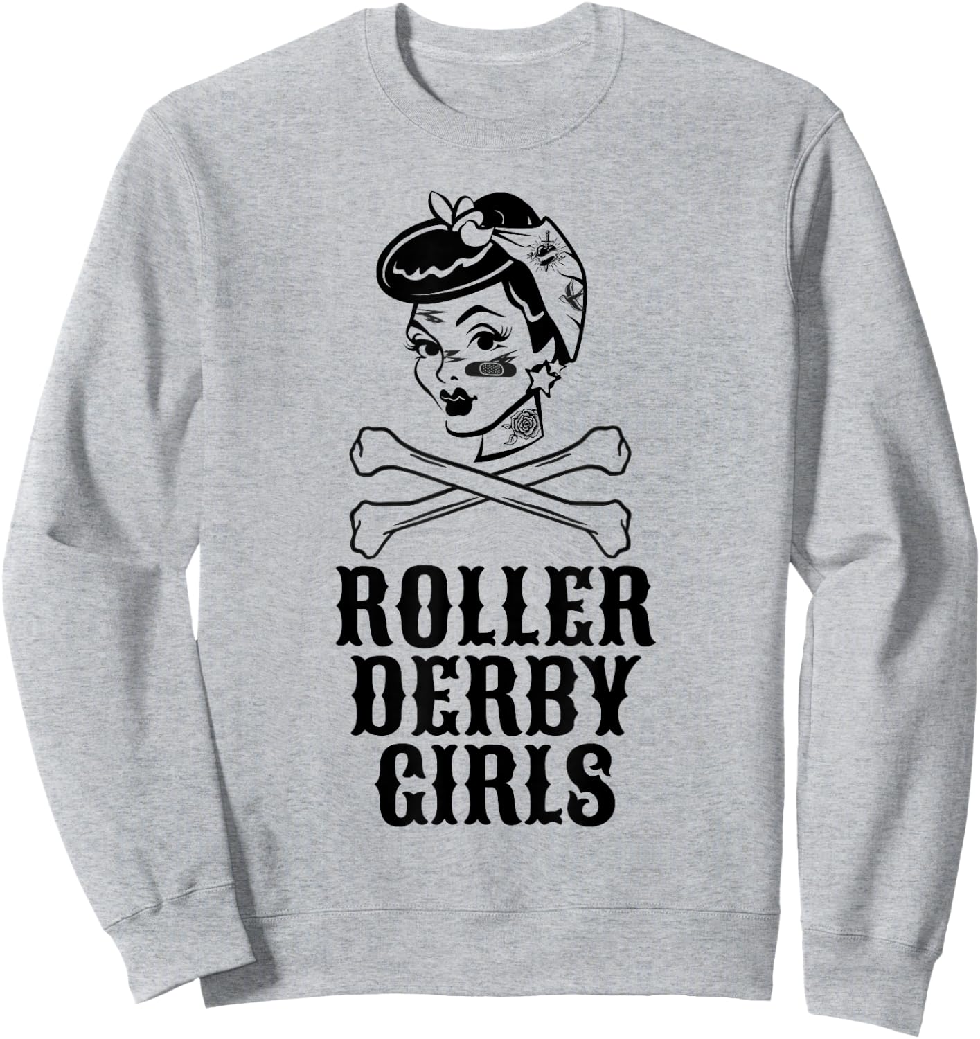 Roller Derby Girls Pinup Flat Track Roller Derby Shirt Sweatshirt - Sweatshirt | Ash