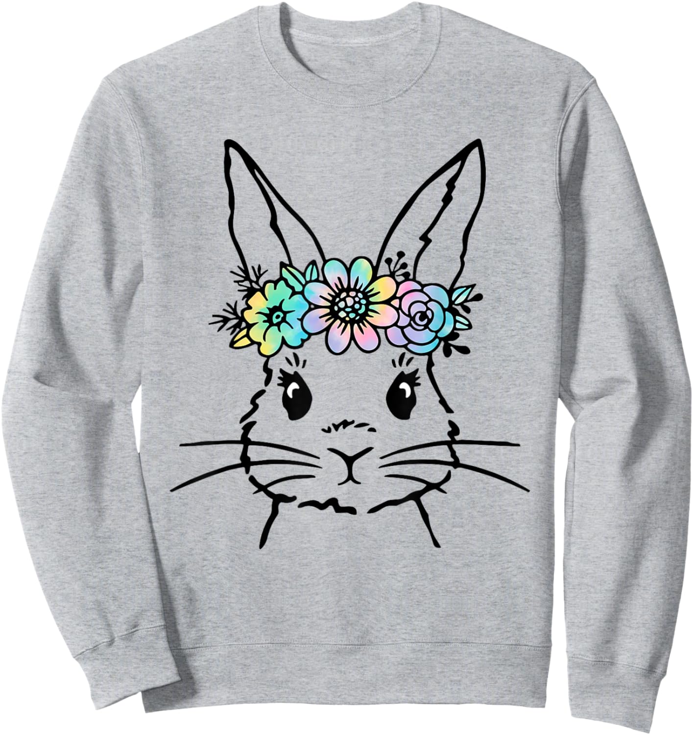 Cute Bunny Face Tie Dye Rabbit Easter Day Women Girls Kids Sweatshirt - Sweatshirt | Ash