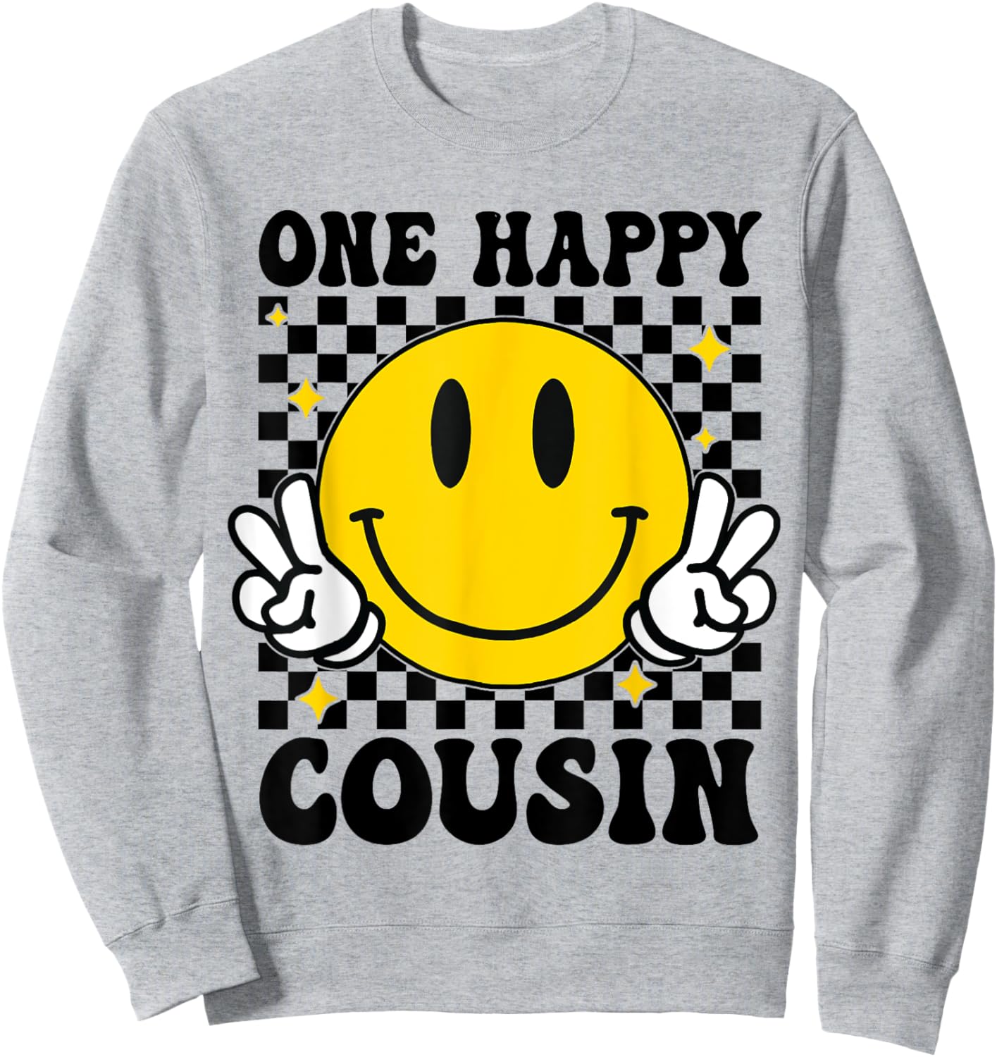 One Happy Dude Cousin happy face 1st Birthday Family Sweatshirt - Sweatshirt | Ash