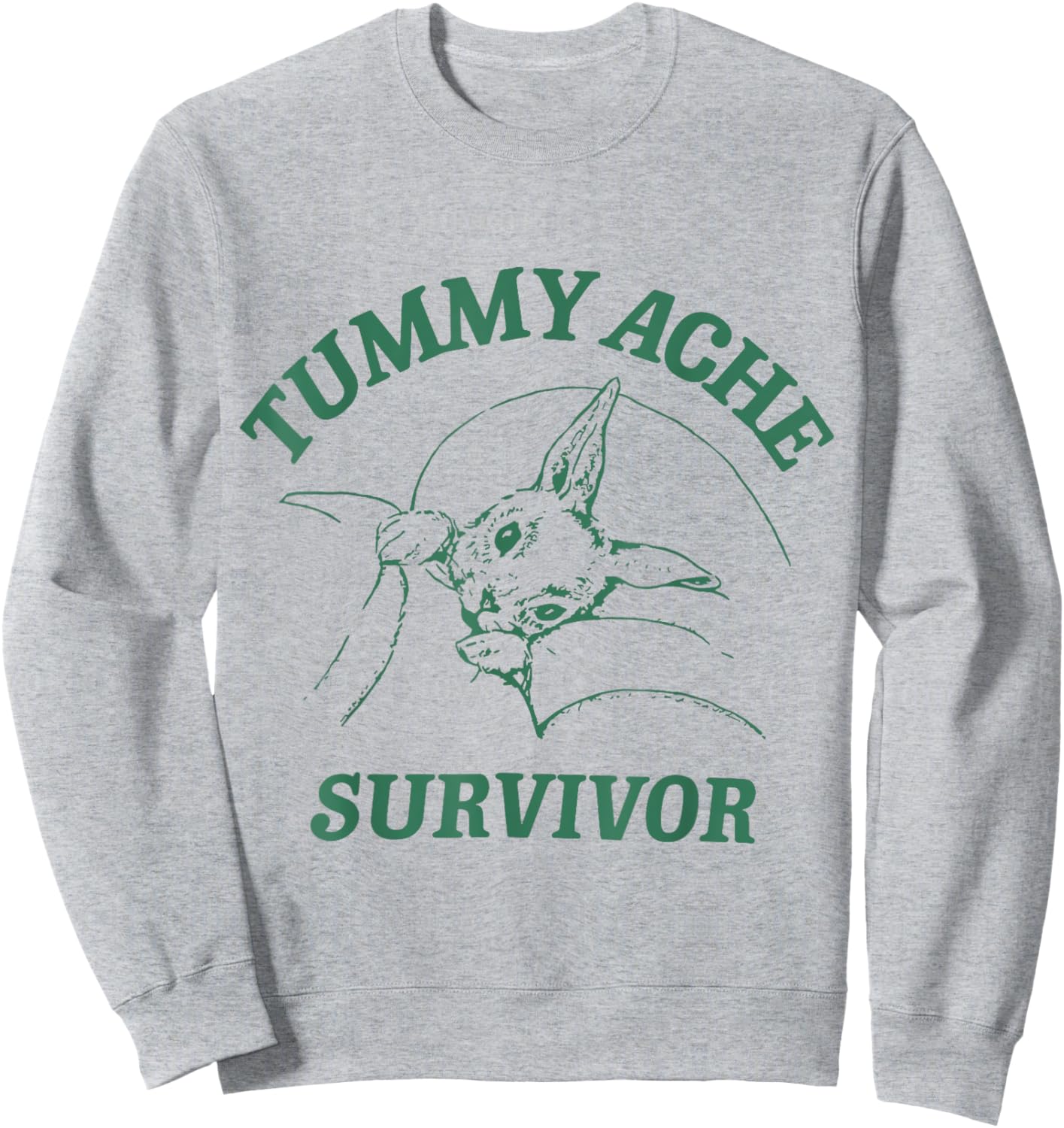 Tummy Ache Survivor Funny Rabbit Meme Bunny Lover Sweatshirt - Sweatshirt | Ash