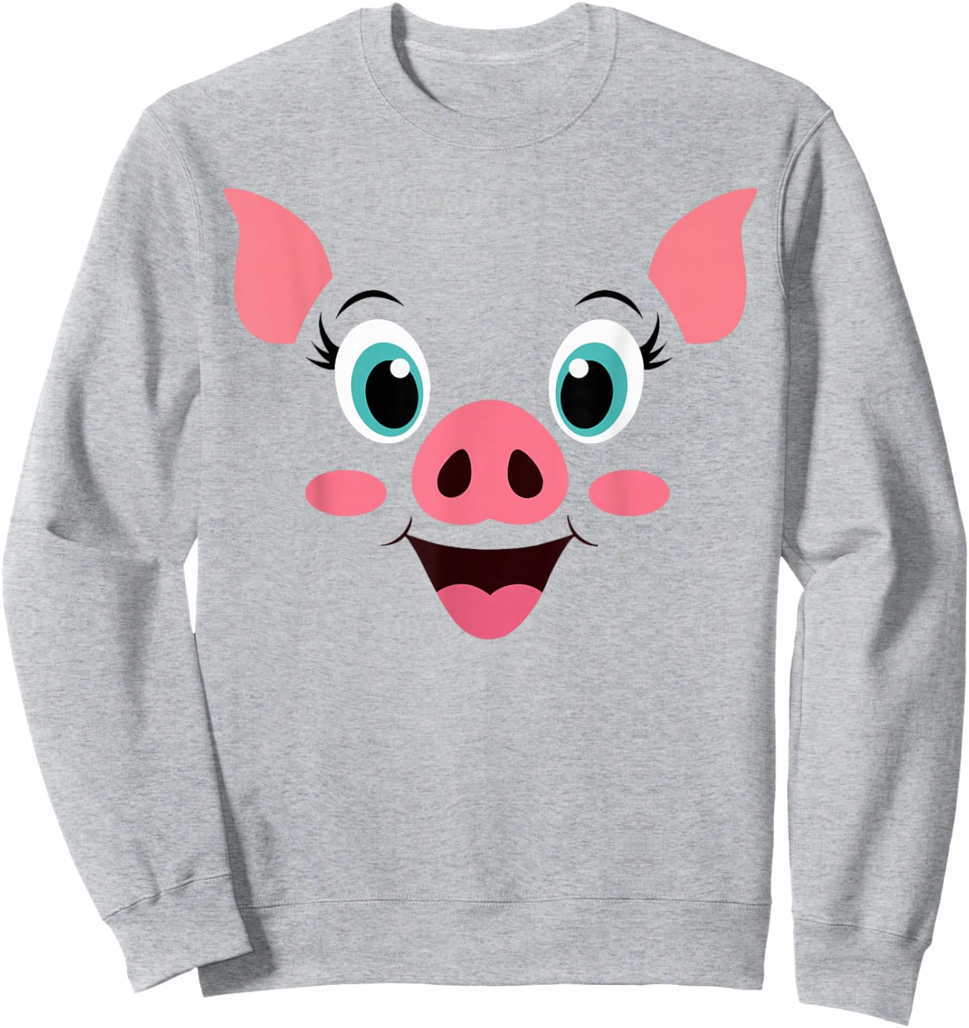 Pig Costume Cute Rubber Pig Face Halloween Men Women Kids Sweatshirt - Sweatshirt | Ash