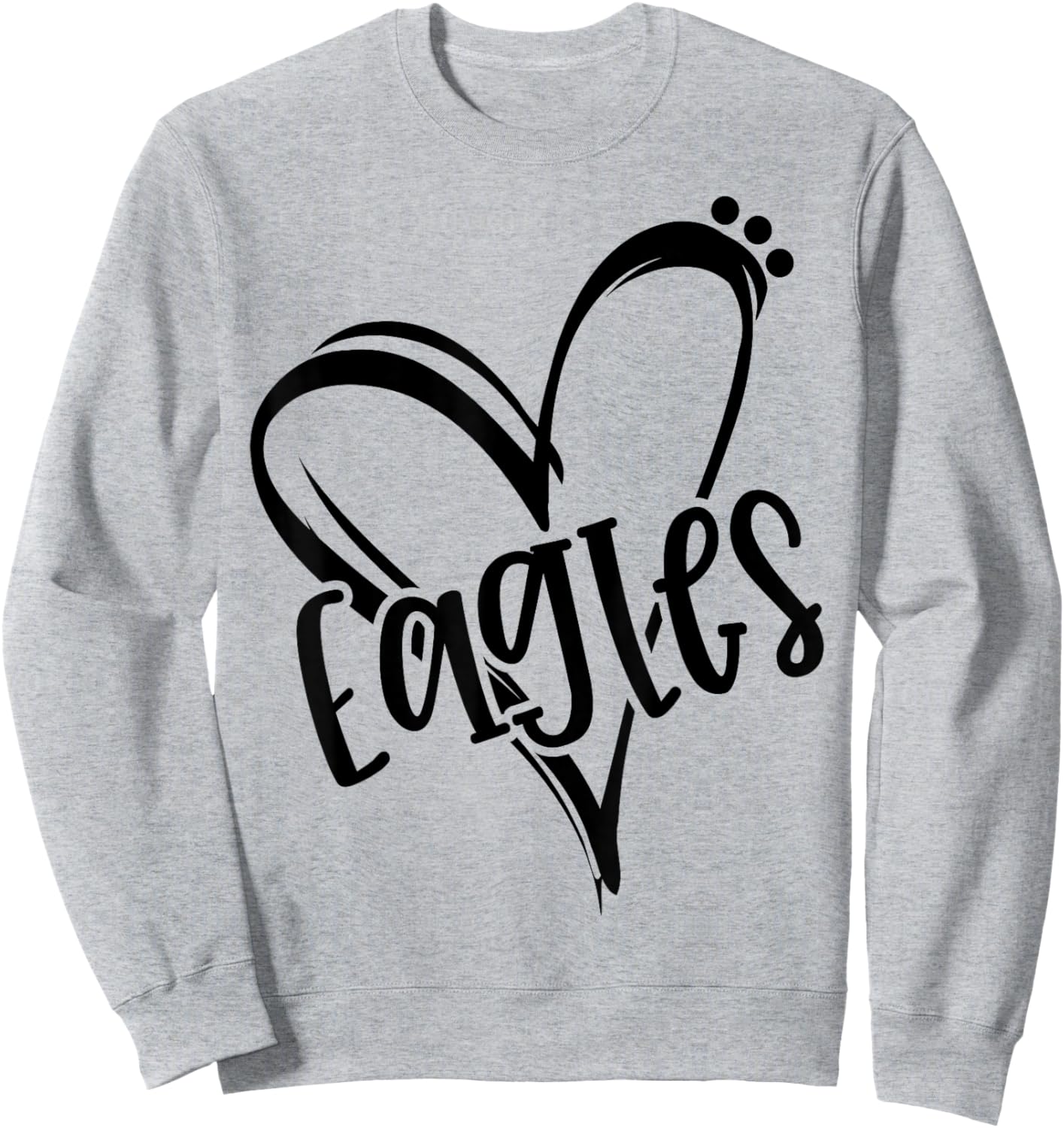 Eagles School Sports Fan Team Spirit Heart Sweatshirt - Sweatshirt | Ash