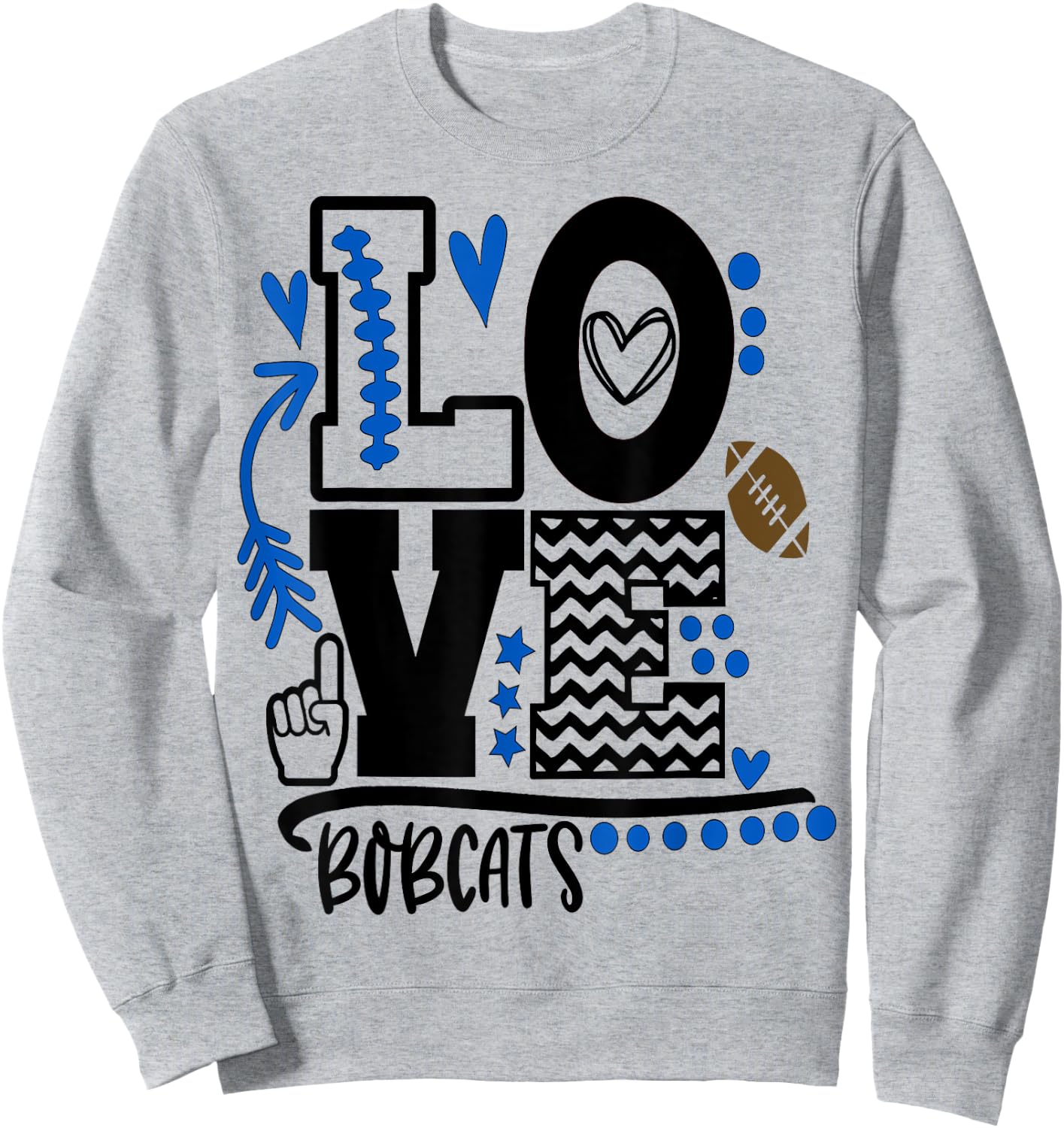 Football, bobcats, shirt, cats, mom, school spirit, t shirt Sweatshirt - Sweatshirt | Ash