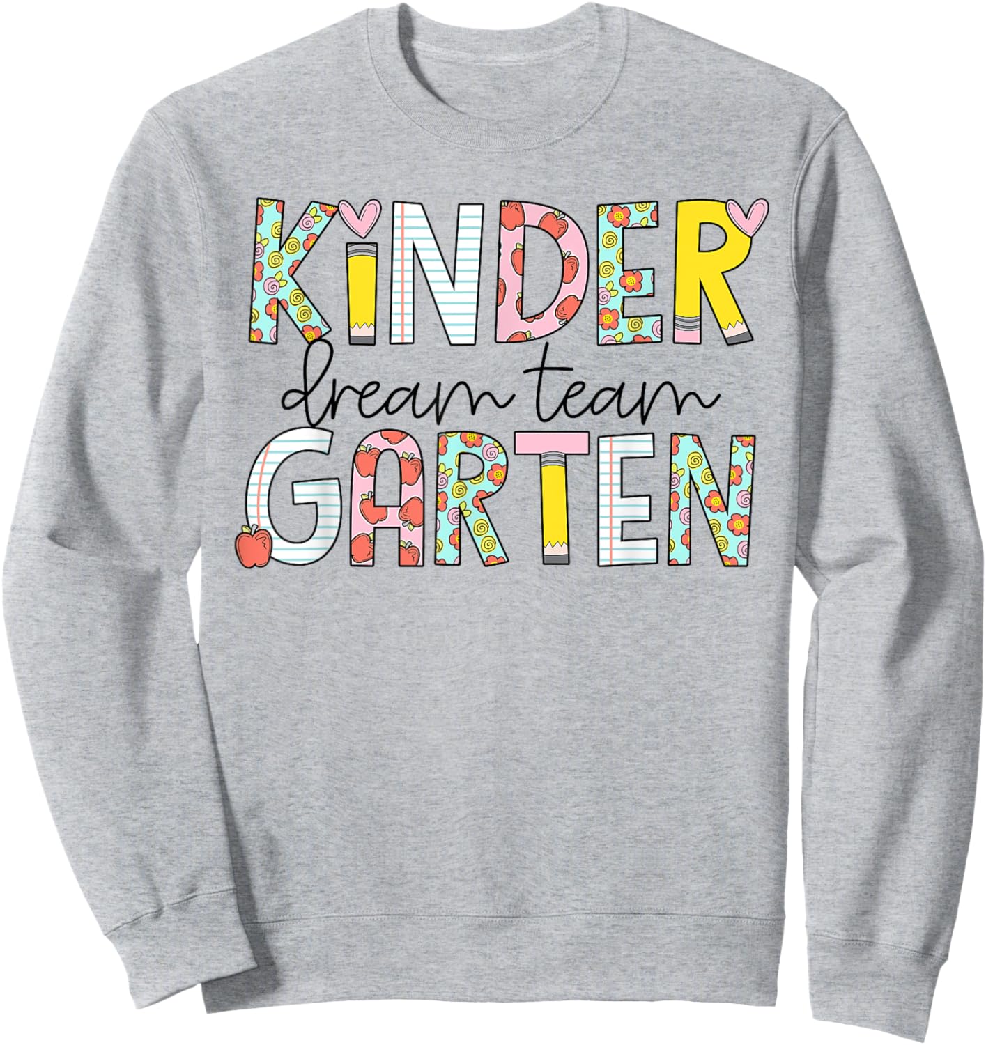 Retro Kindergarten Dream Team Groovy Teacher Back to School Sweatshirt - Sweatshirt | Ash