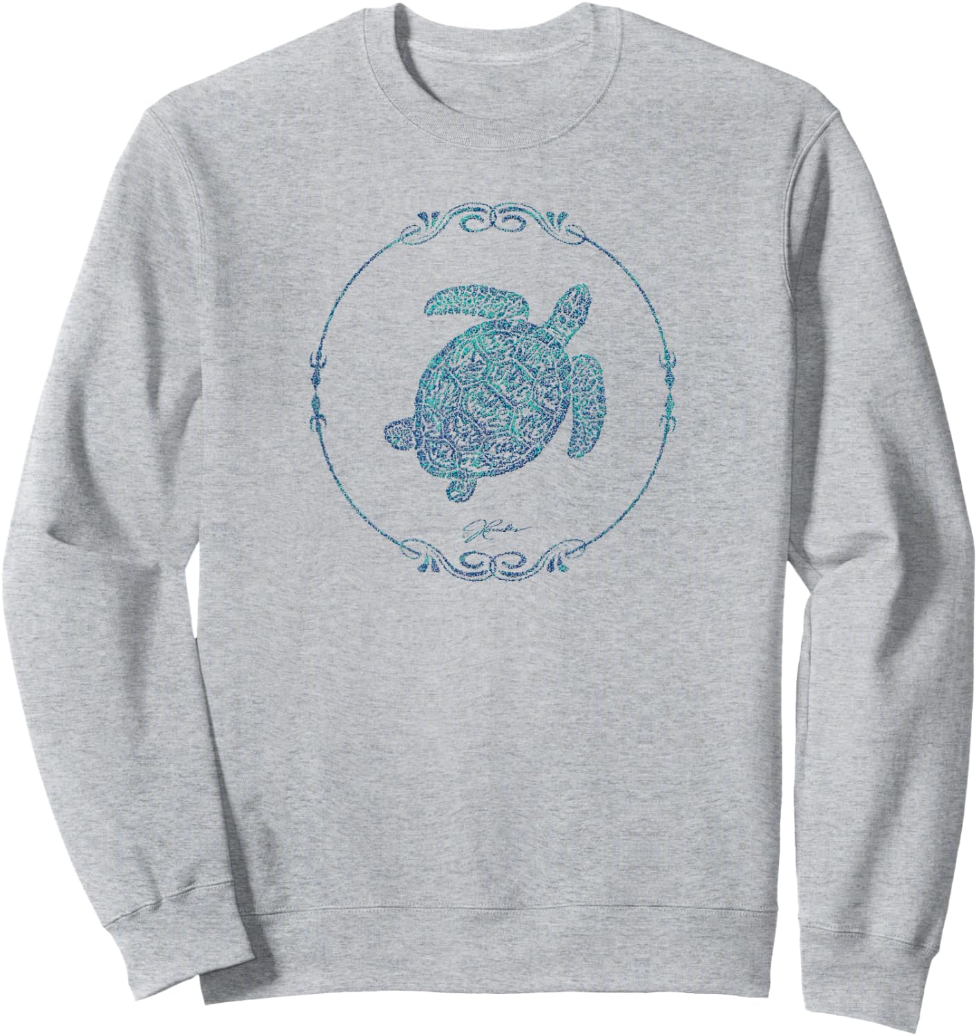 JCombs: Sea Turtle in Vintage Round Frame Sweatshirt - Sweatshirt | Ash