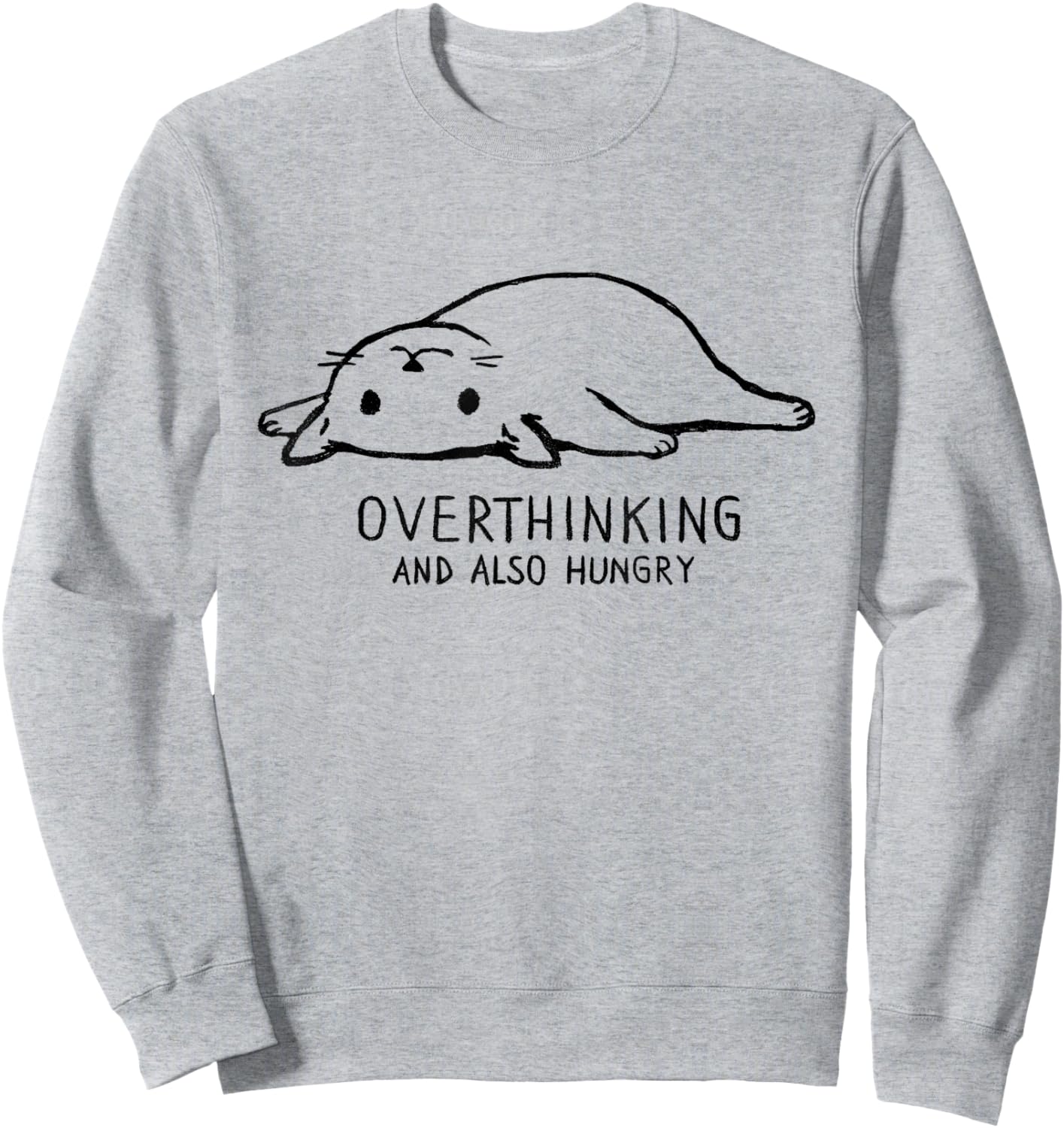Threadless Fox Shiver Overthinking And Also Hungry Graphic Sweatshirt - Sweatshirt | Ash
