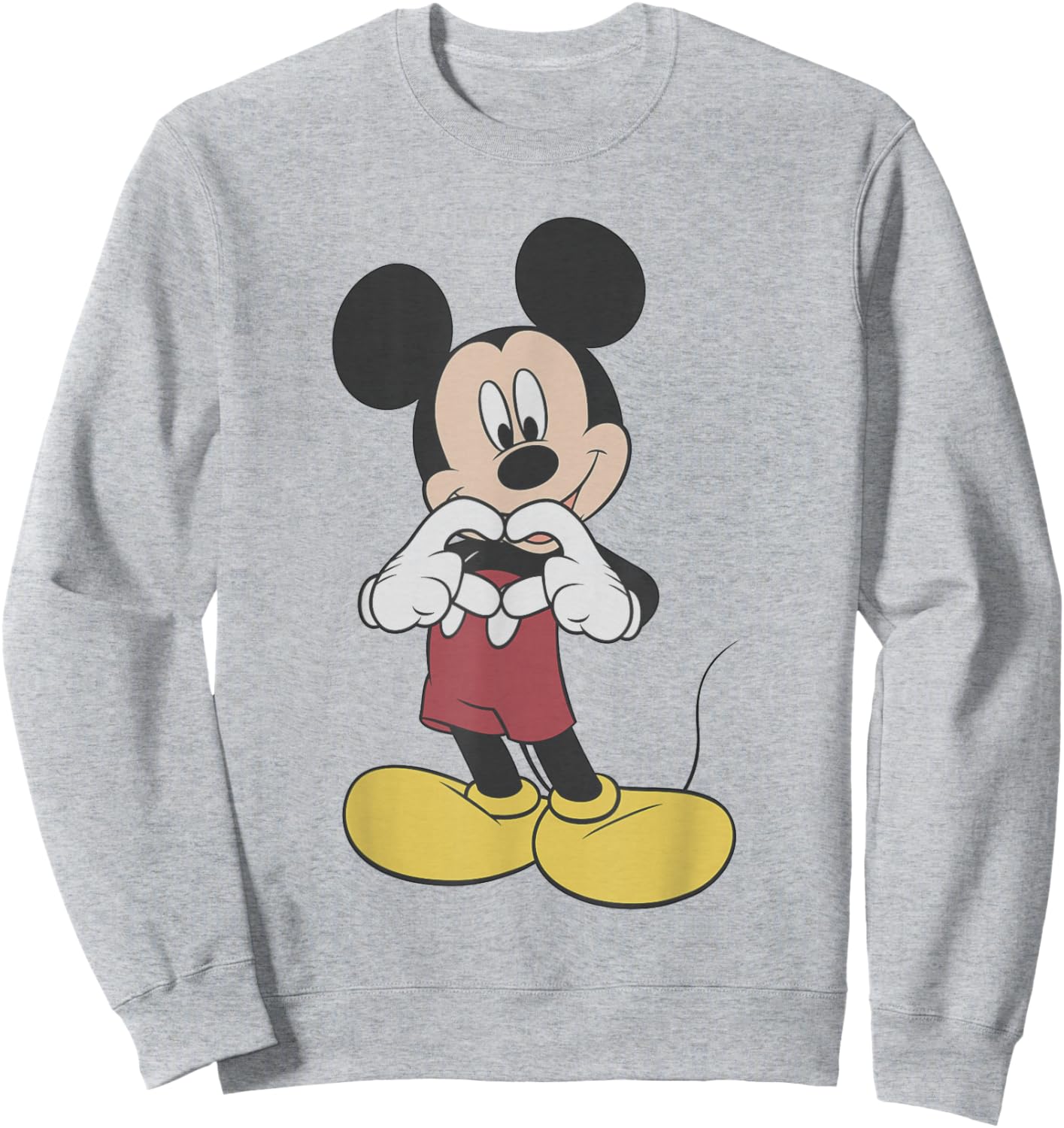 Disney Mickey and Friends Classic Mickey Heart Hand Portrait Sweatshirt - Sweatshirt | Ash