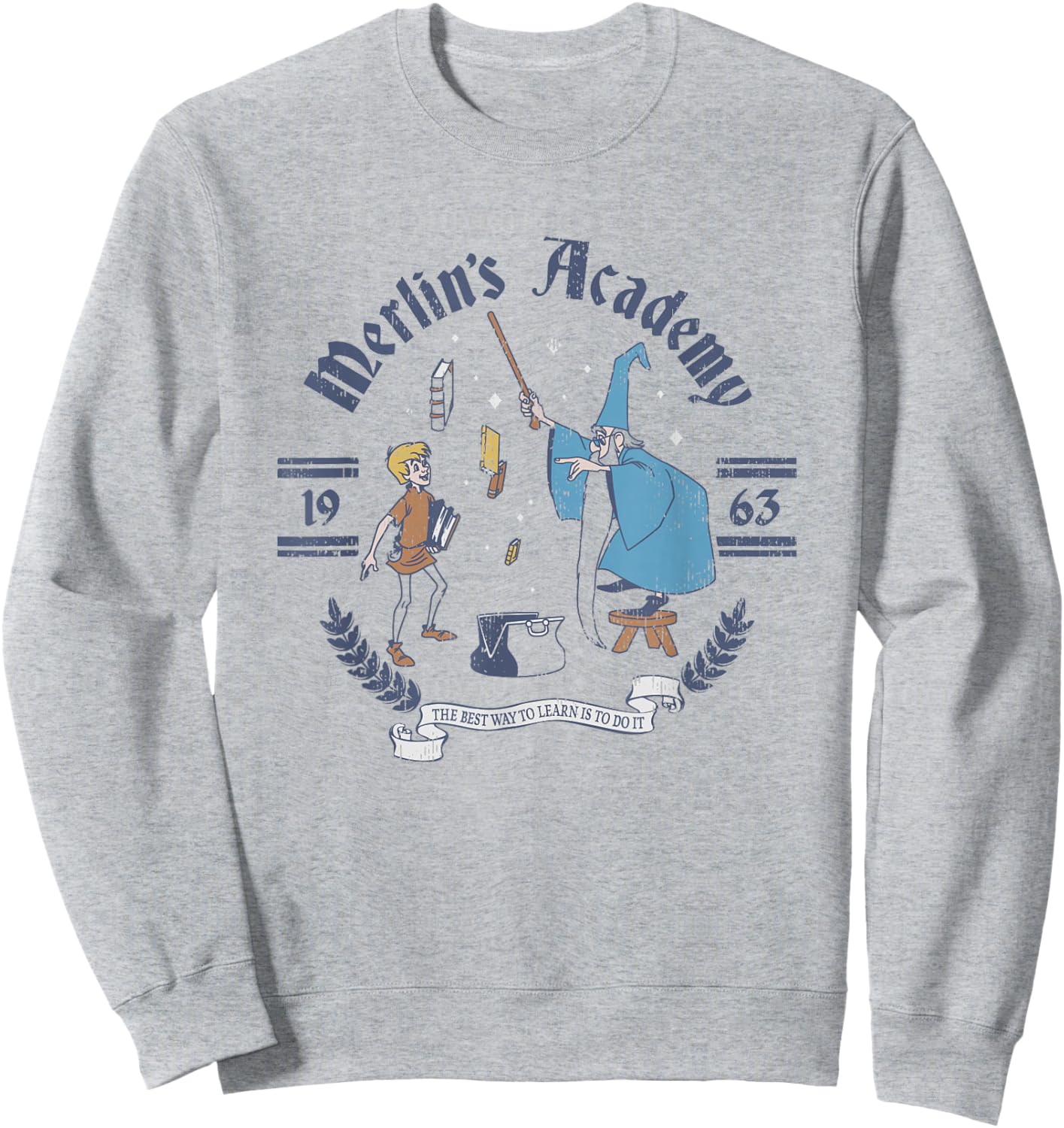 Disney The Sword in The Stone Merlin's Academy Vintage Sweatshirt - Sweatshirt | Ash