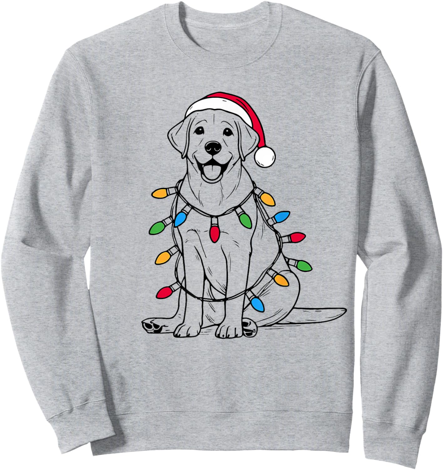 Retro Santa Labrador Retriever Christmas Lights Dog Lover Sweatshirt - Sweatshirt | Ash