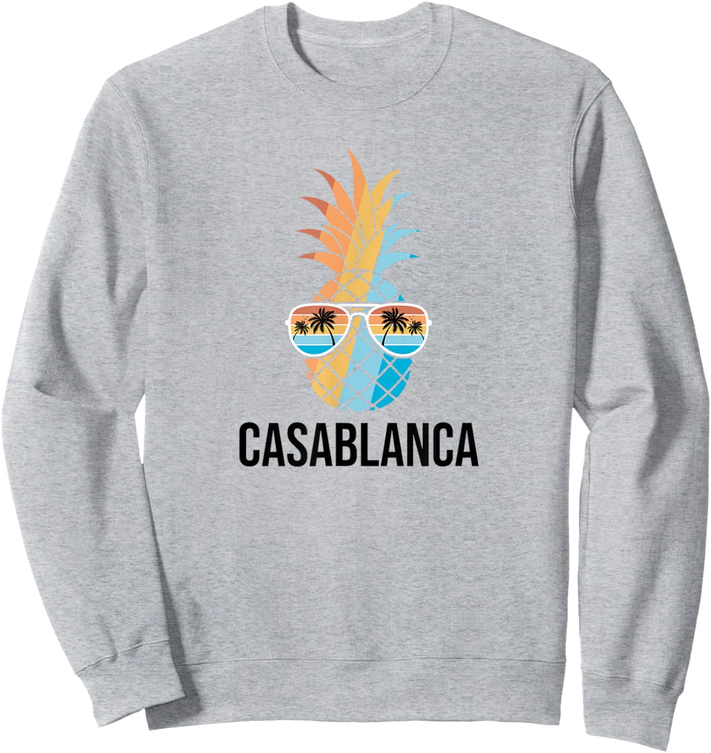 Casablanca Pineapple Sunglasses Holiday Vintage Souvenir Sweatshirt - Sweatshirt | Ash