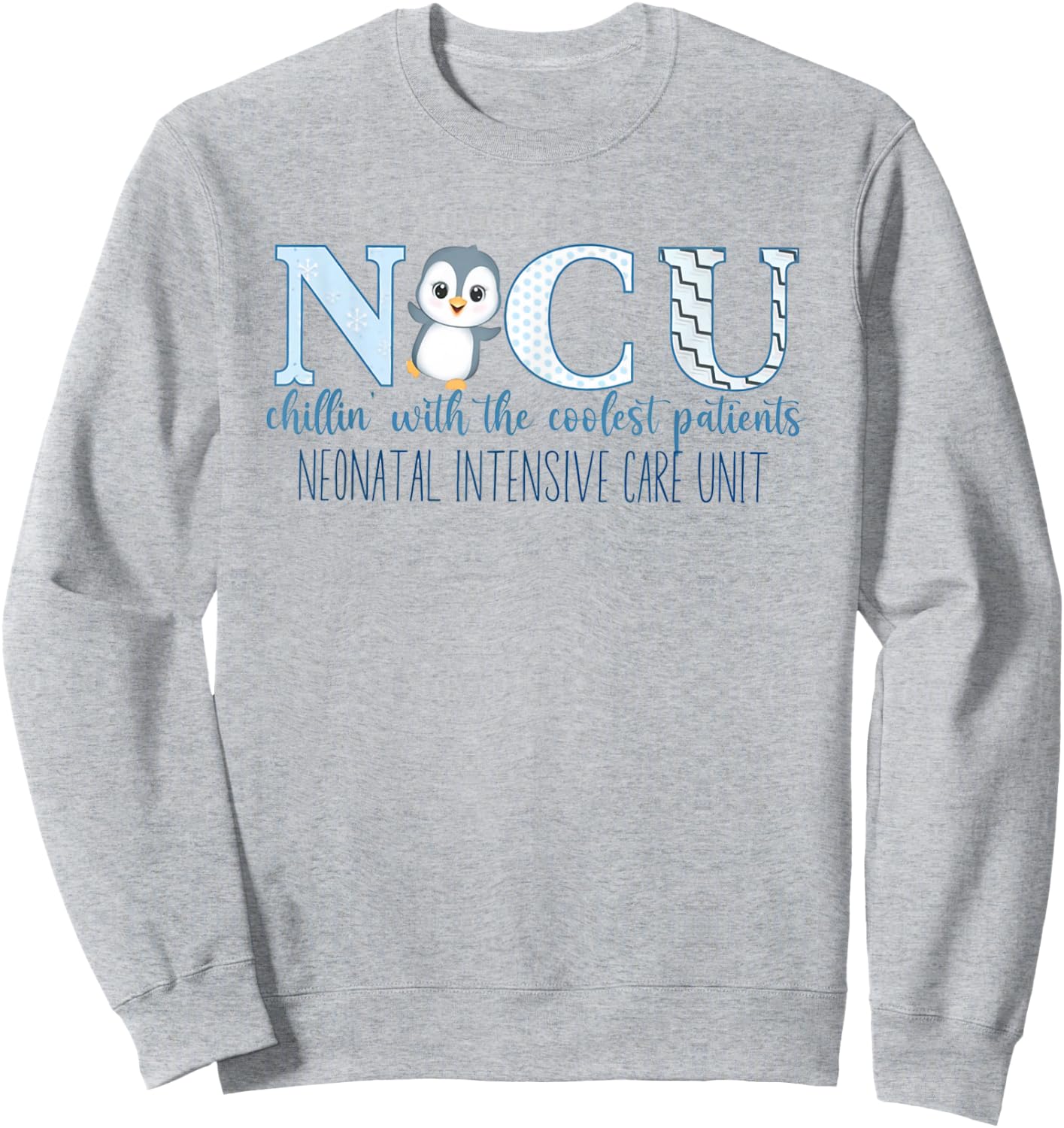 Winter NICU Nurse Cute Penguin Nurse NICU Holiday Christmas Sweatshirt - Sweatshirt | Ash