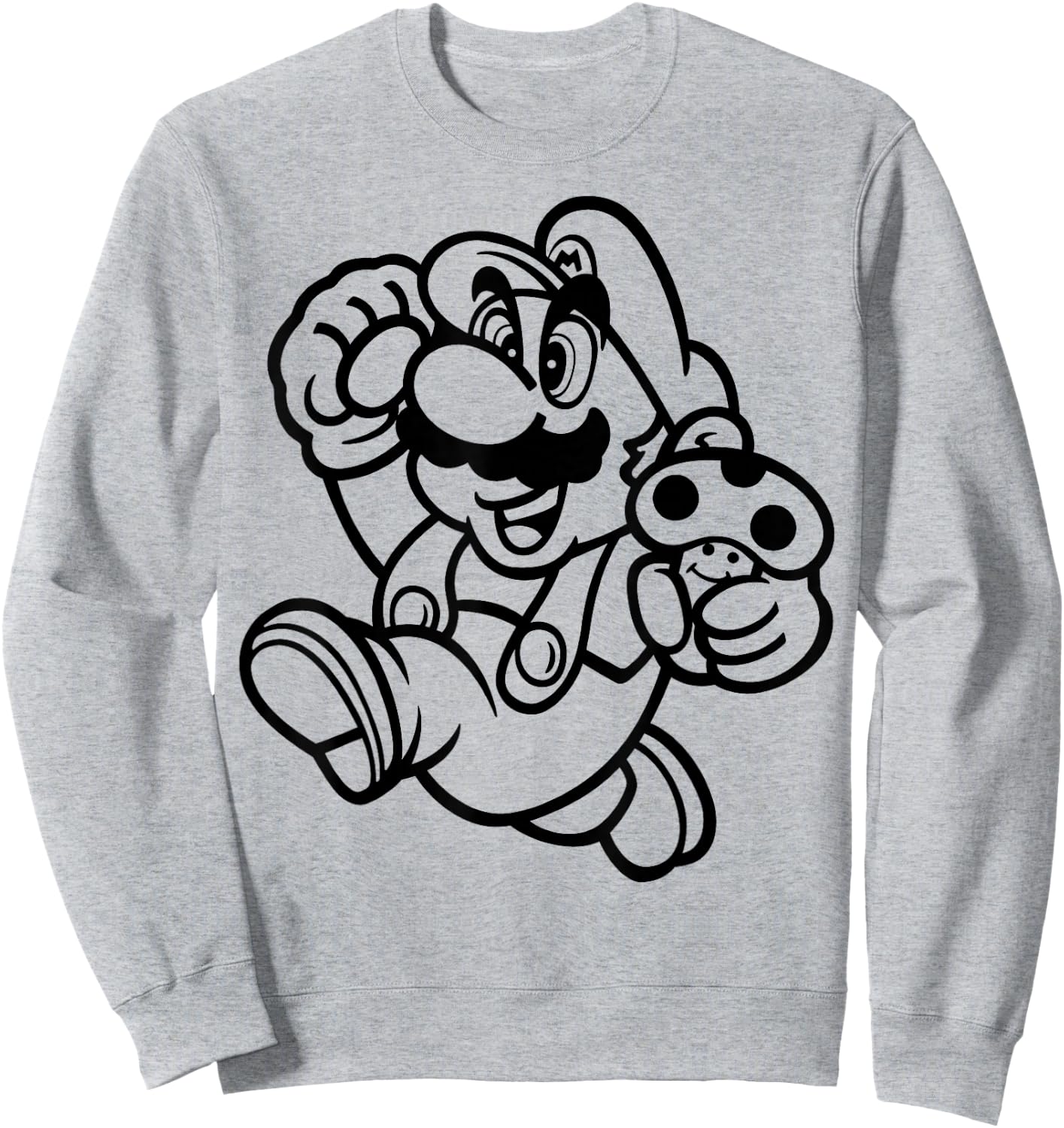 Super Mario Black & White Running Drawing Sweatshirt - Sweatshirt | Ash
