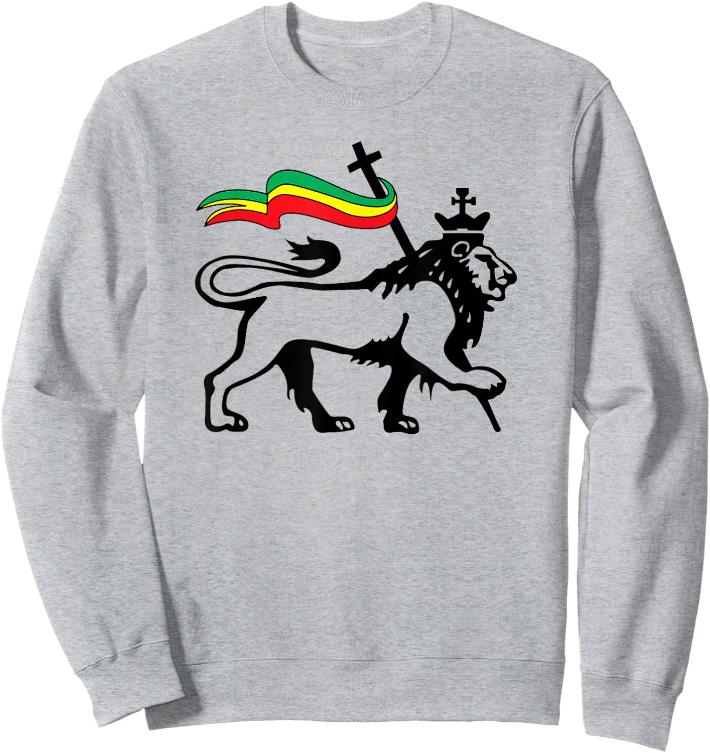 Rasta Lion of Judah Rastafarian Reggae Lion and Christian Sweatshirt - Sweatshirt | Ash