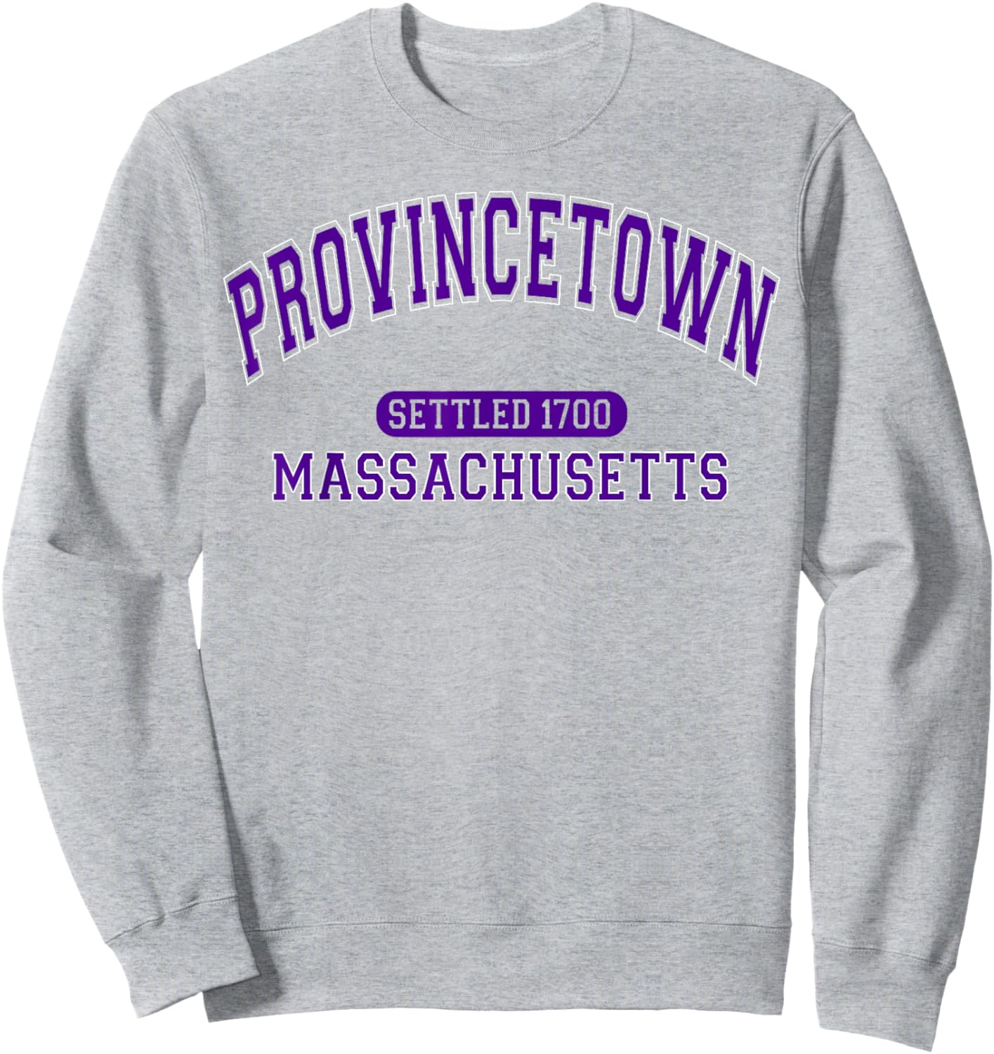 Provincetown Massachusetts Settled 1700 Retro Arched Purple Sweatshirt - Sweatshirt | Ash
