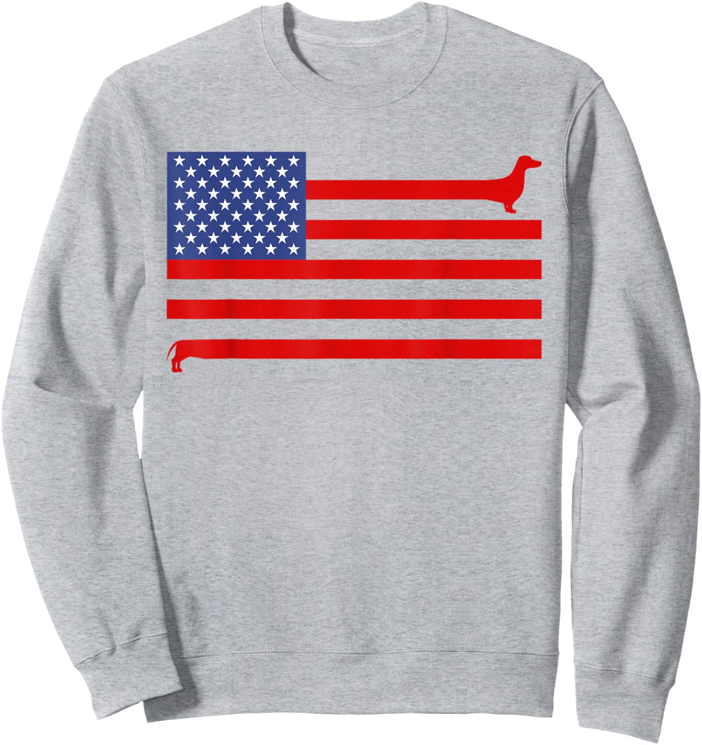 Funny Dachshund USA Flag 4th of July Patriotic Doxie Lover Sweatshirt - Sweatshirt | Ash