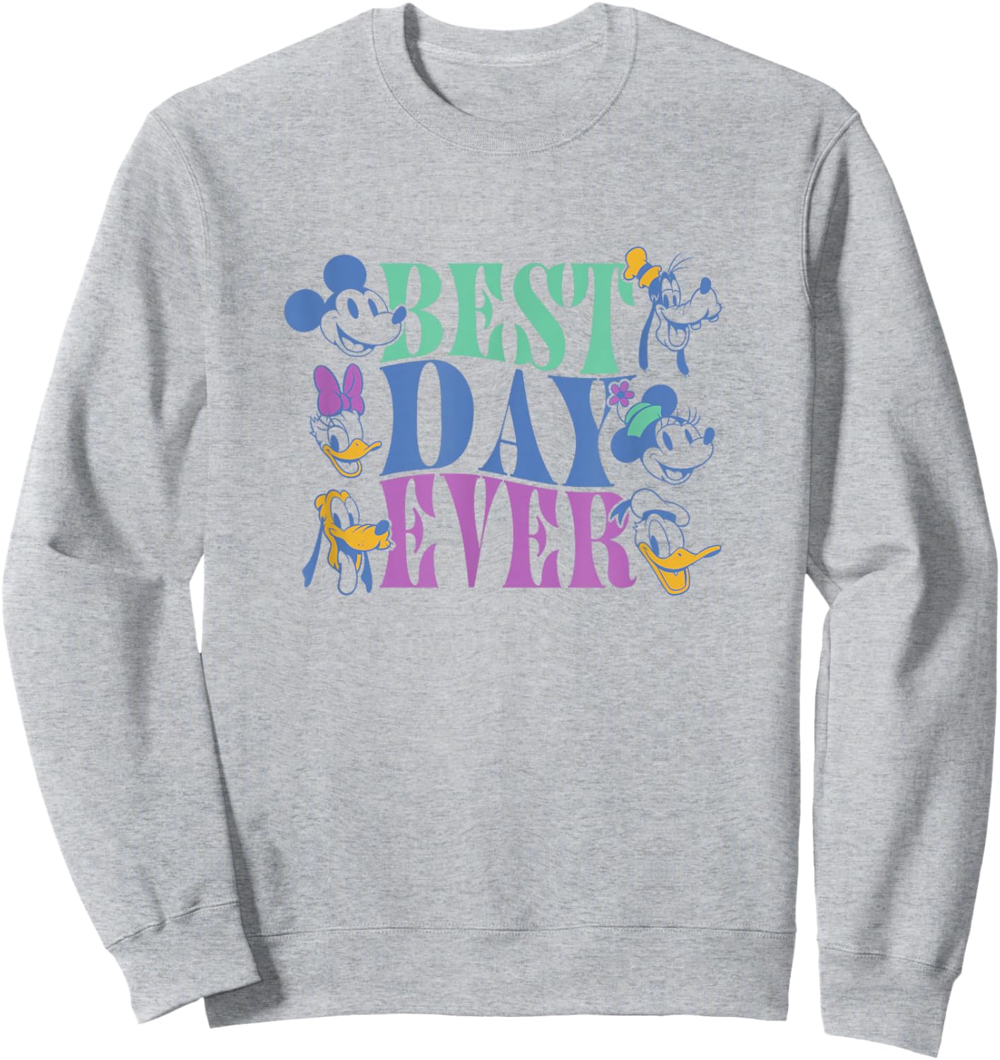 Disney Mickey and Friends Best Day Ever Vintage Sweatshirt - Sweatshirt | Ash