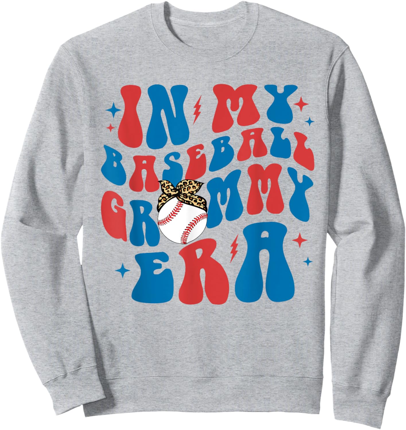 In My Baseball Grammy Era Groovy Cute Mother's Day Leopard Sweatshirt - Sweatshirt | Ash