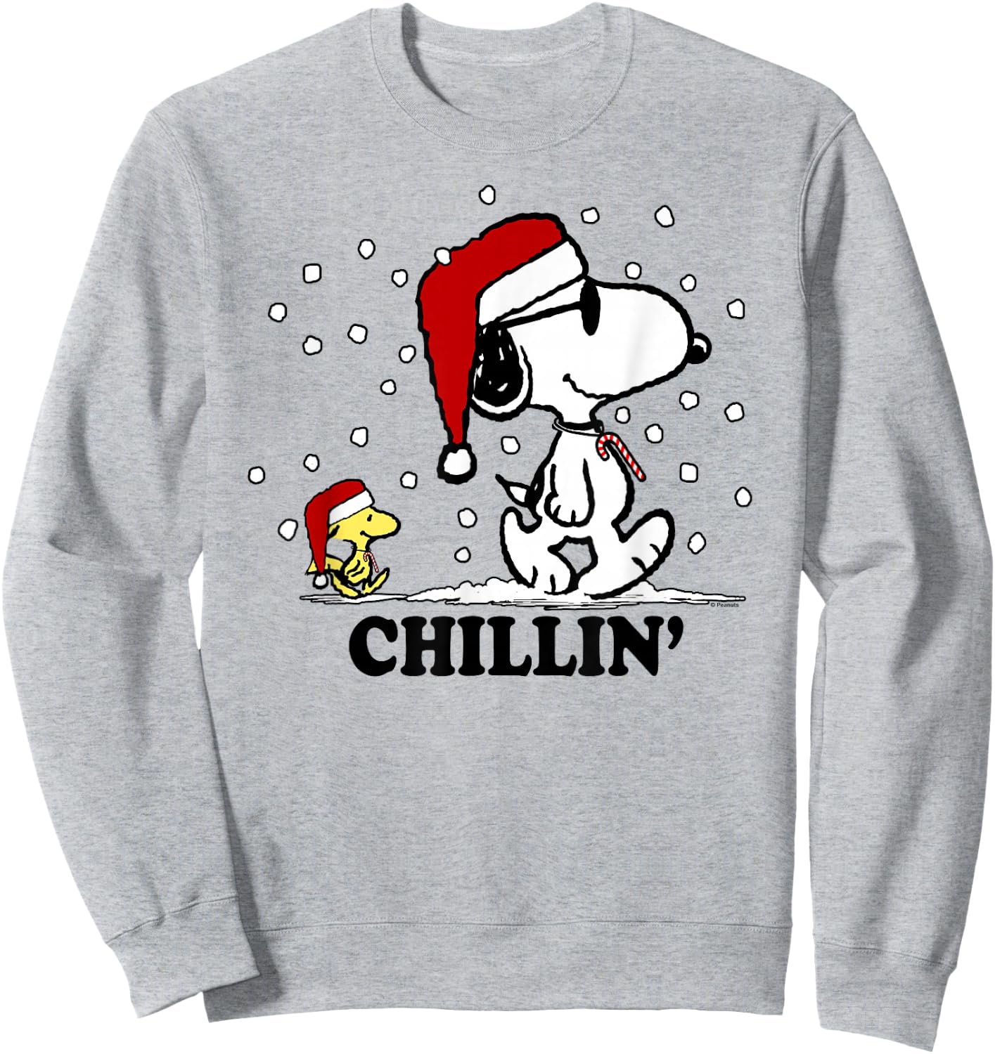 Peanuts Holiday Snoopy Snowfall Chillin' Short Sleeve Sweatshirt - Sweatshirt | Ash