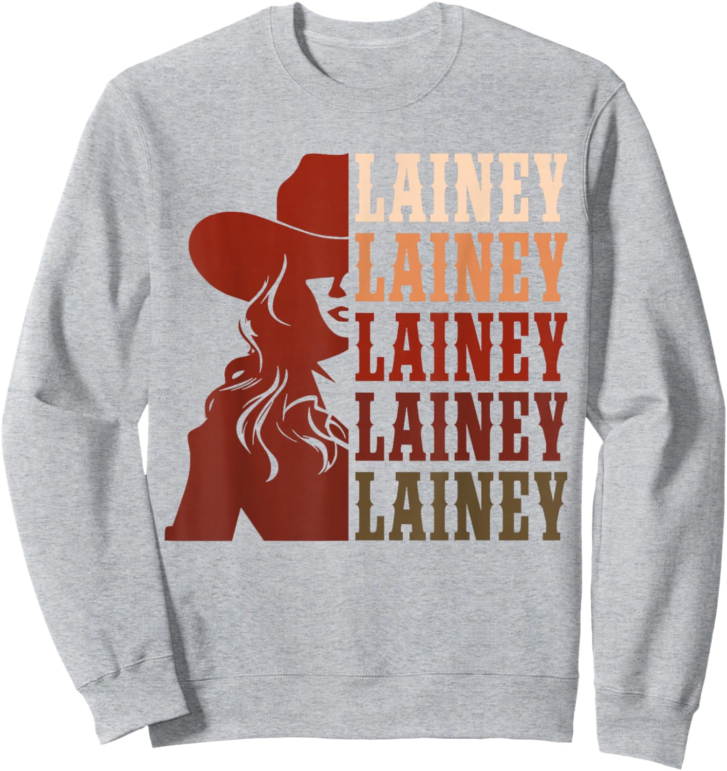 Girl Retro First Name Lainey Personalized Cowgirl Party Sweatshirt - Sweatshirt | Ash