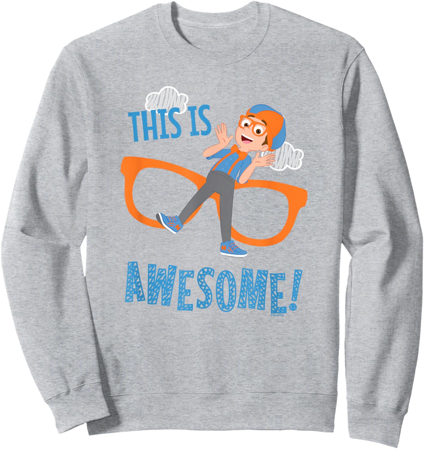 Blippi This is Awesome Glasses Small Sweatshirt - Sweatshirt | Ash