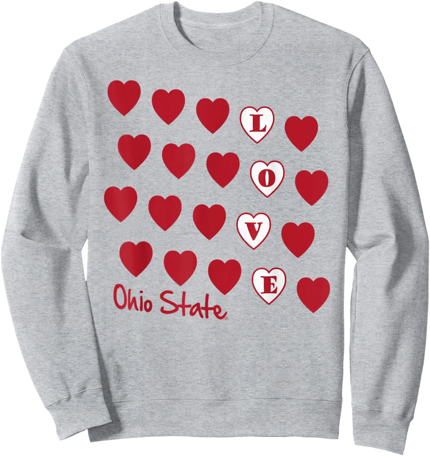 Ohio State Buckeyes Valentine Love Gray Officially Licensed Sweatshirt - Sweatshirt | Ash