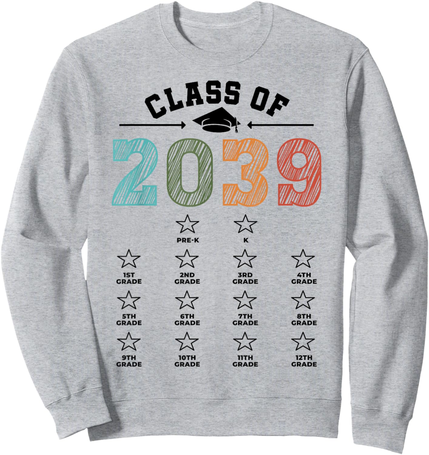 Class Of 2039 Shirt Mom Dad Checklist Pre-k 12th Grade 2039 Sweatshirt - Sweatshirt | Ash