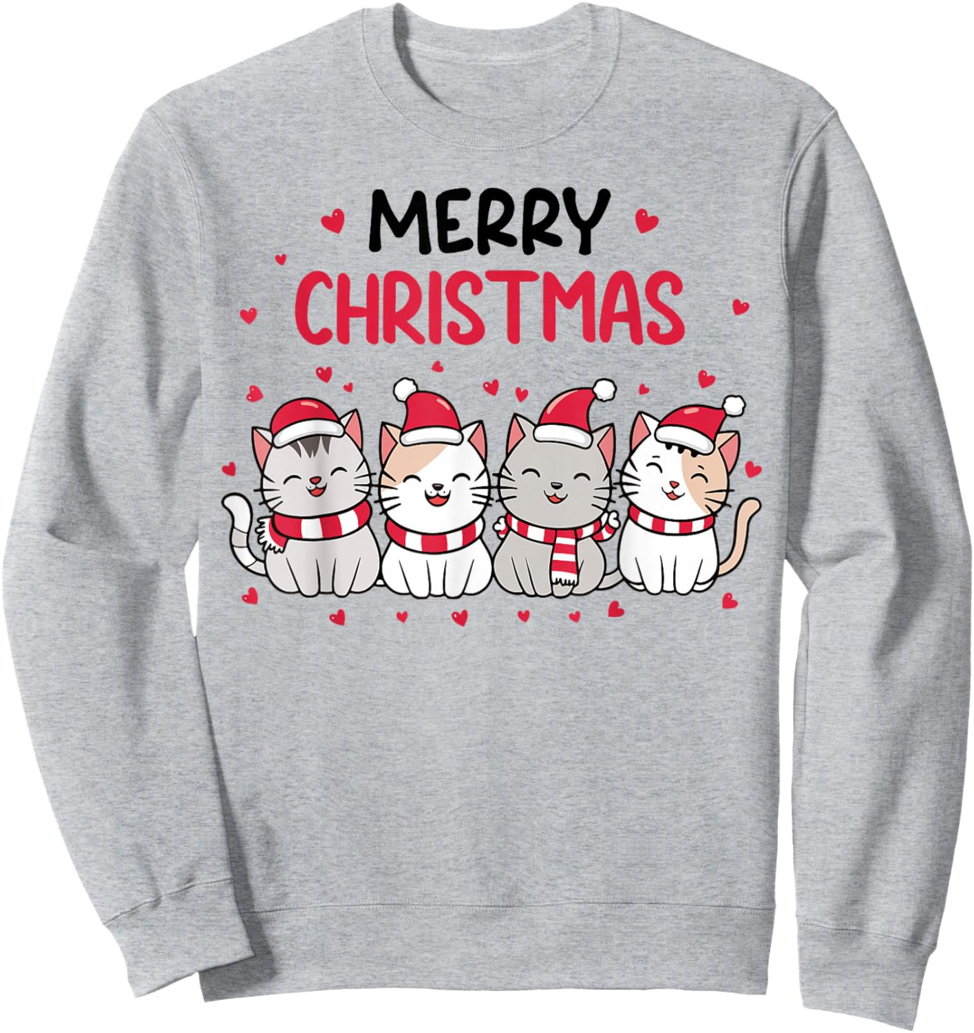 Merry Catmas Merry Christmas Tree Cat Lover Cat Mom Cat Dad Sweatshirt - Sweatshirt | Ash