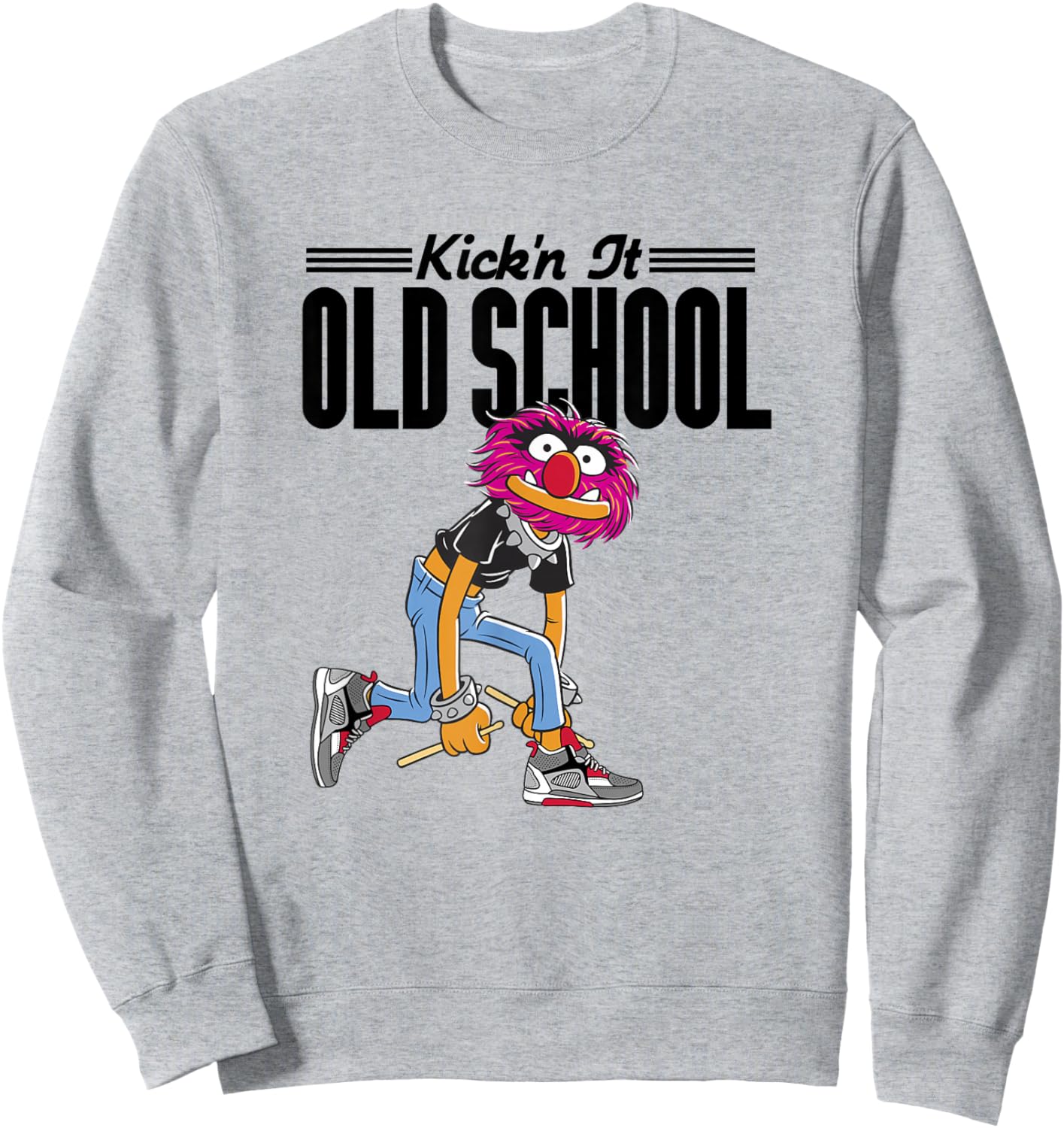 Disney The Muppets Kick'n It Old School Vintage Retro Animal Sweatshirt - Sweatshirt | Ash
