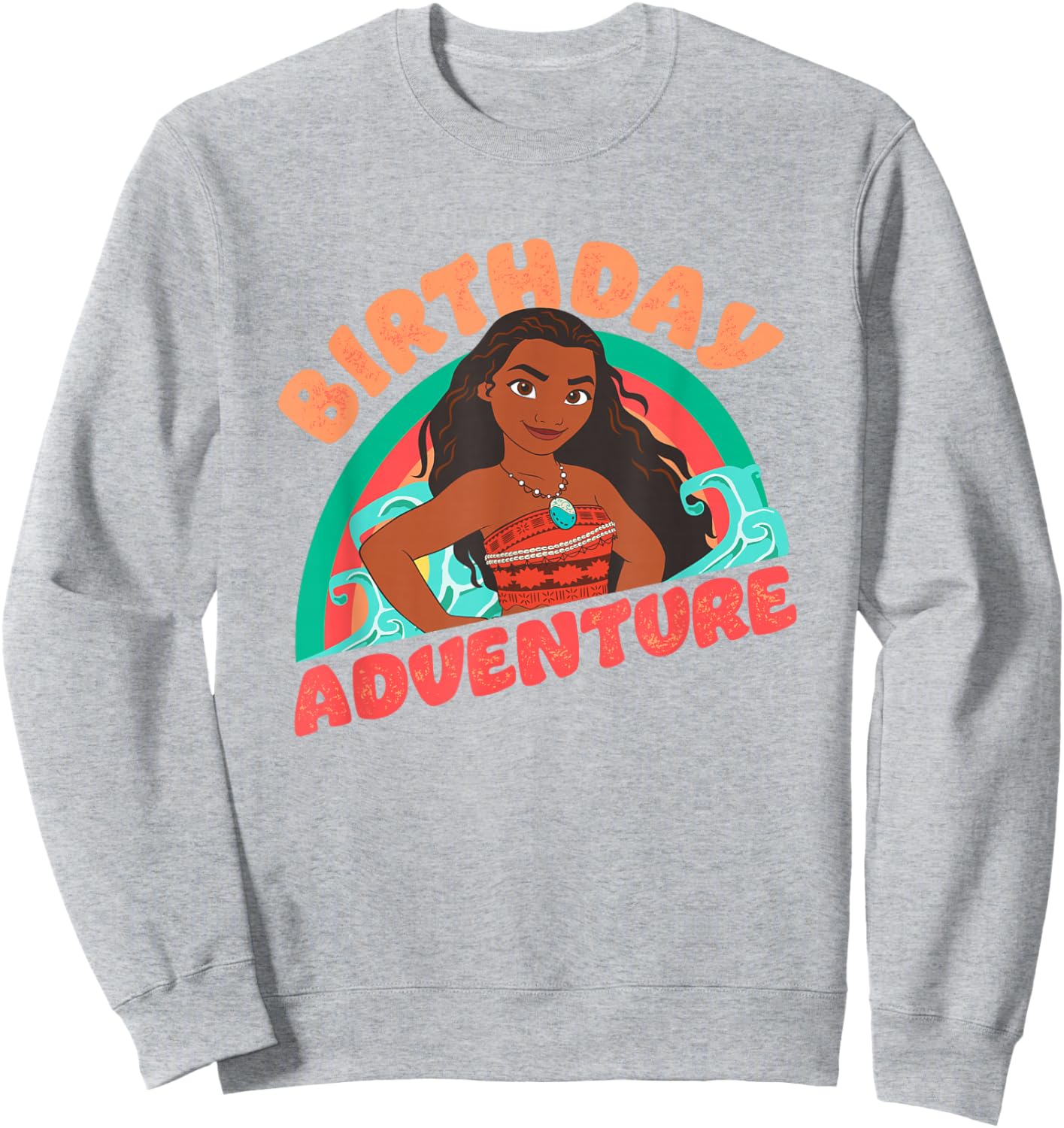 Disney Moana Brave Moana Birthday Adventure Big Chest Logo Sweatshirt - Sweatshirt | Ash