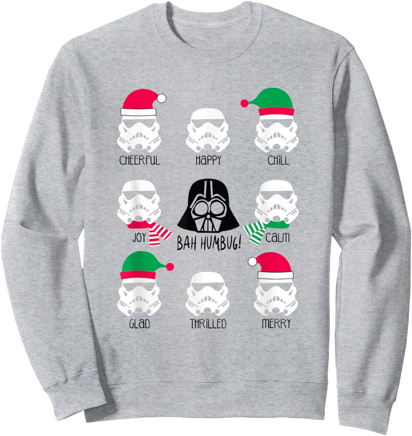 Star Wars Christmas Darth Vader Army Bah Humbug! Moods Sweatshirt - Sweatshirt | Ash