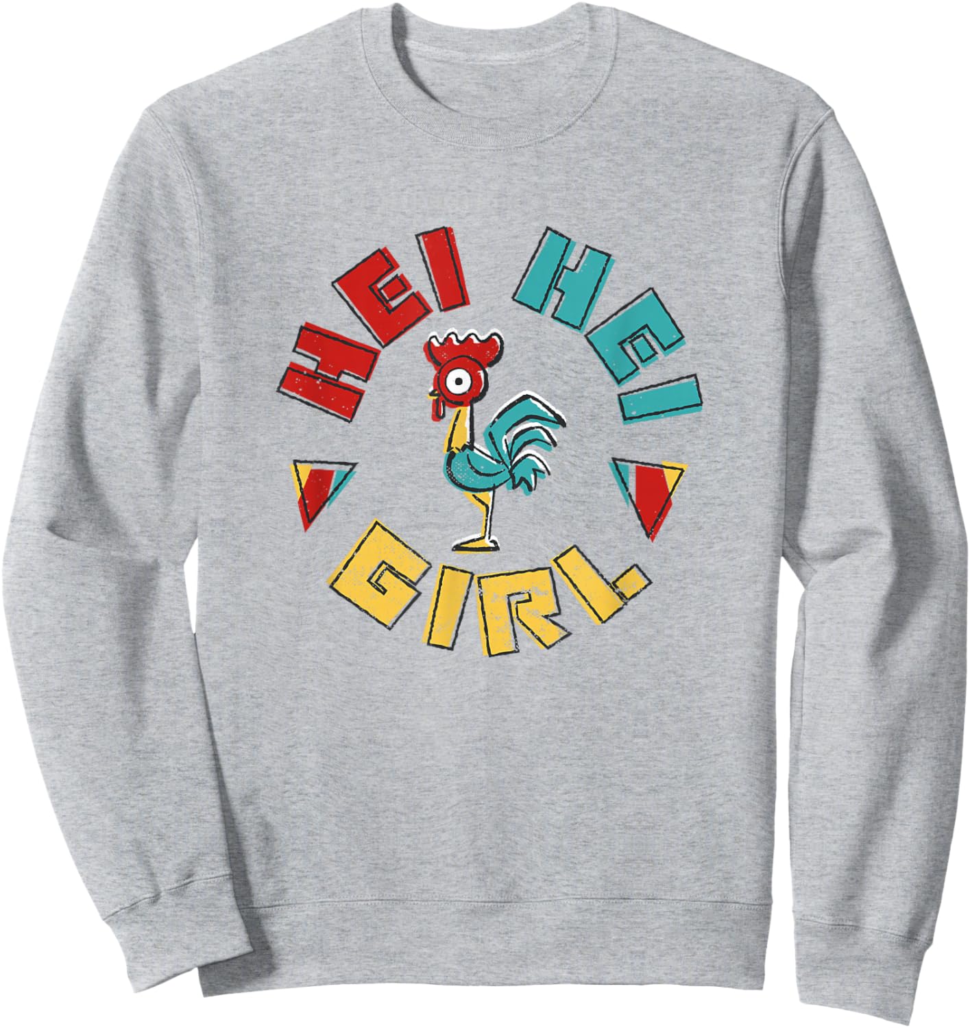 Disney Moana Hei Hei Girl Colorful Frame Big Chest Portrait Sweatshirt - Sweatshirt | Ash