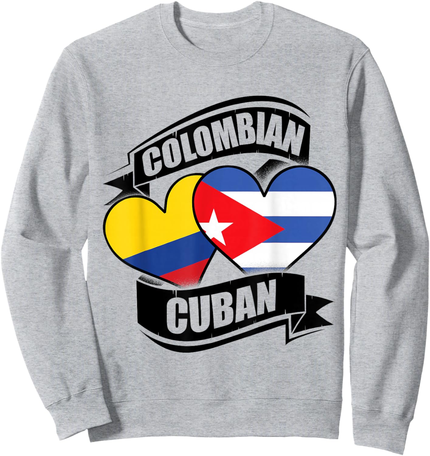 Colombian Cuban Hearts Colombia Cuba Flags Sweatshirt - Sweatshirt | Ash