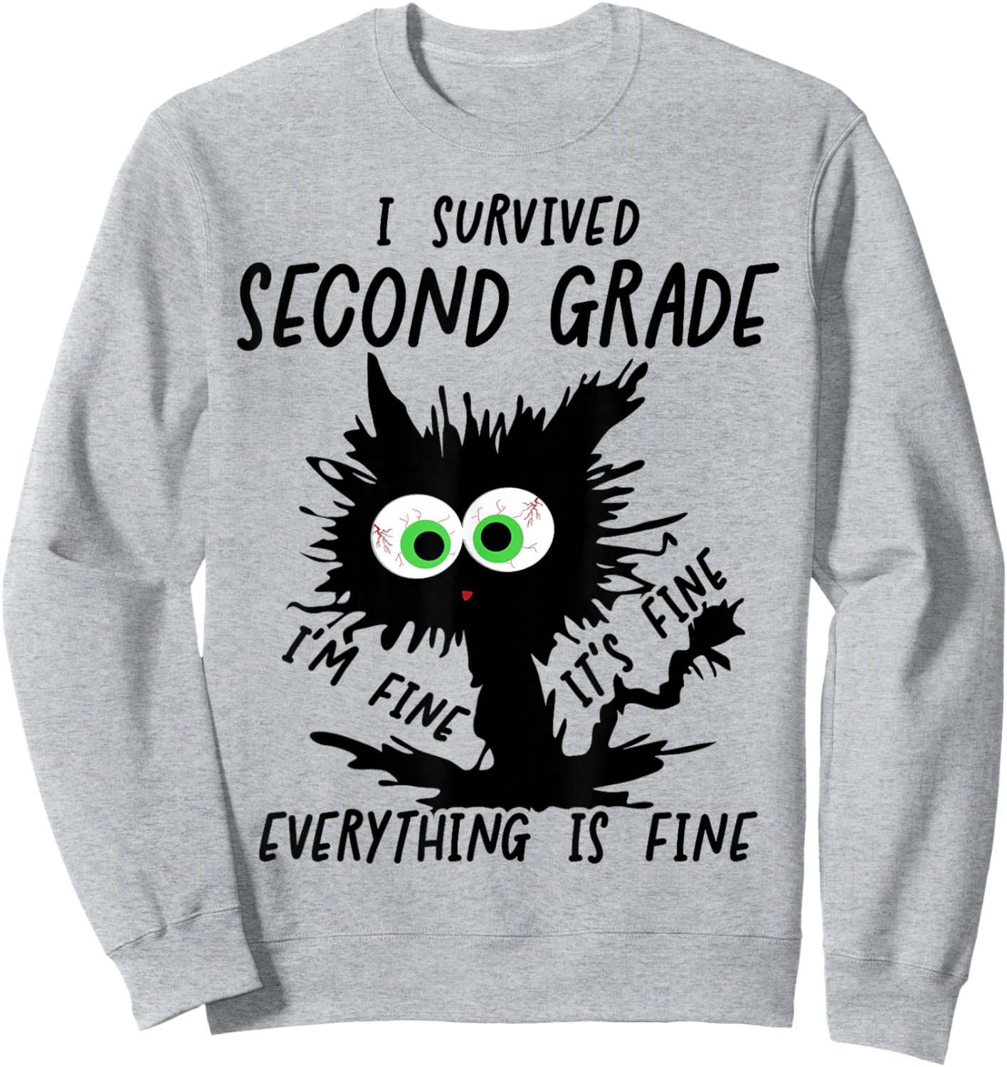 I Survived Second Grade Cat Sweatshirt - Sweatshirt | Ash