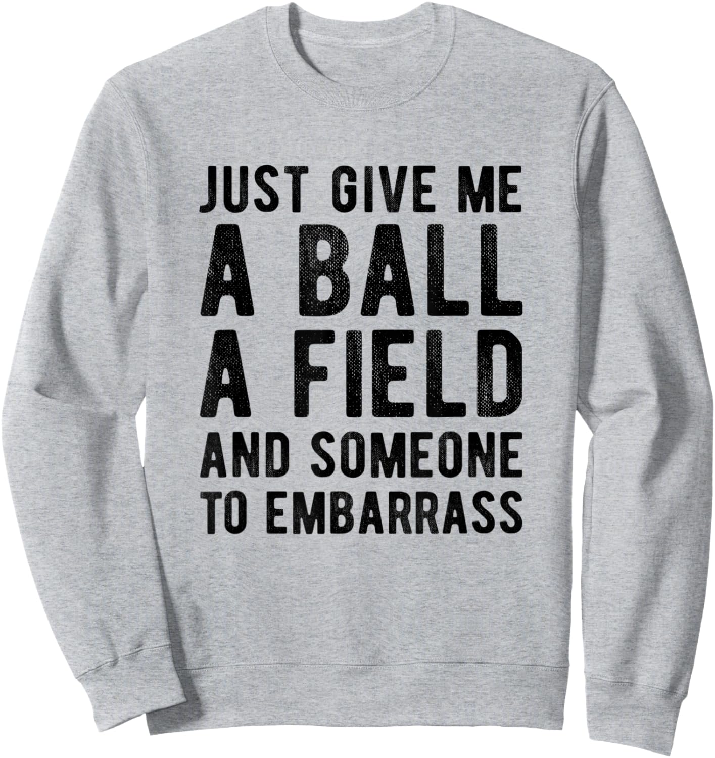 Funny Just Give me A Ball A Field and Someone to Embarrass Sweatshirt - Sweatshirt | Ash