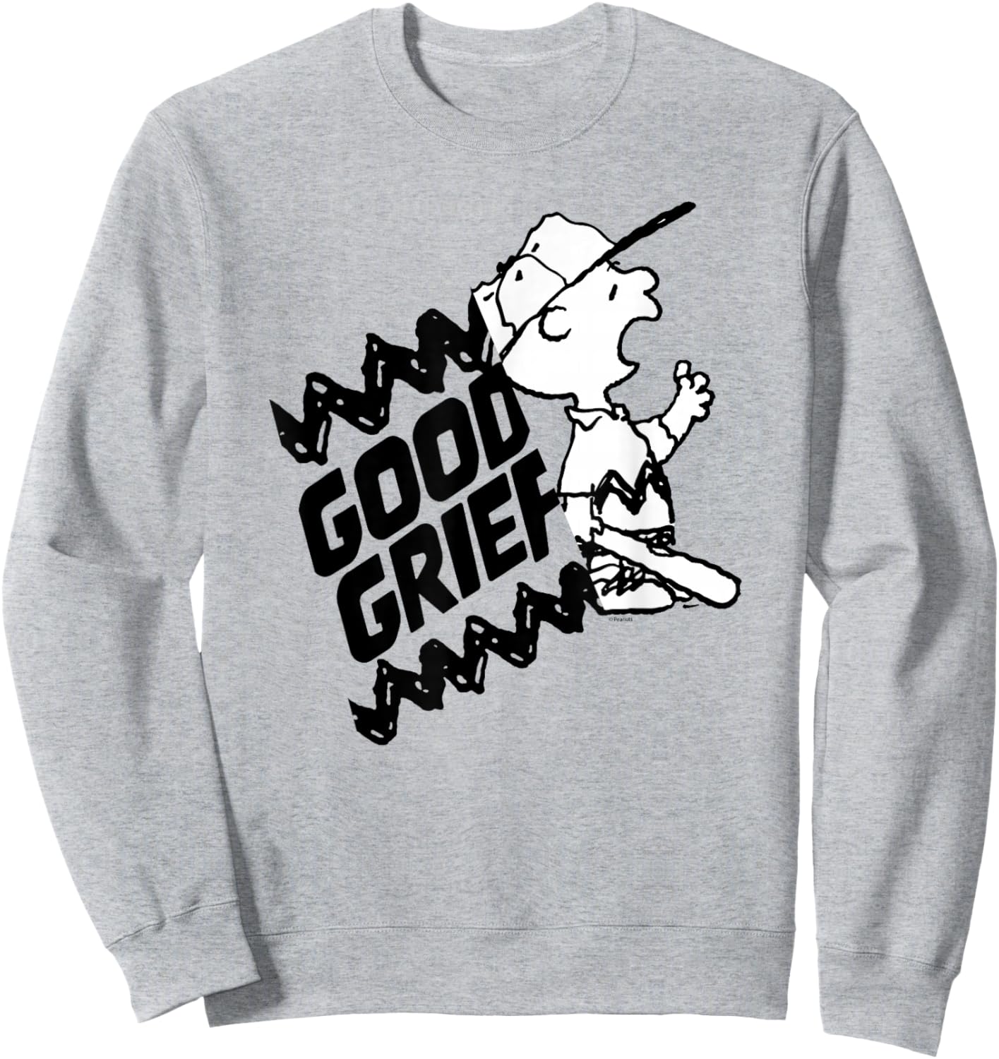 Peanuts - Charlie Brown Good Grief Baseball Sweatshirt - Sweatshirt | Ash