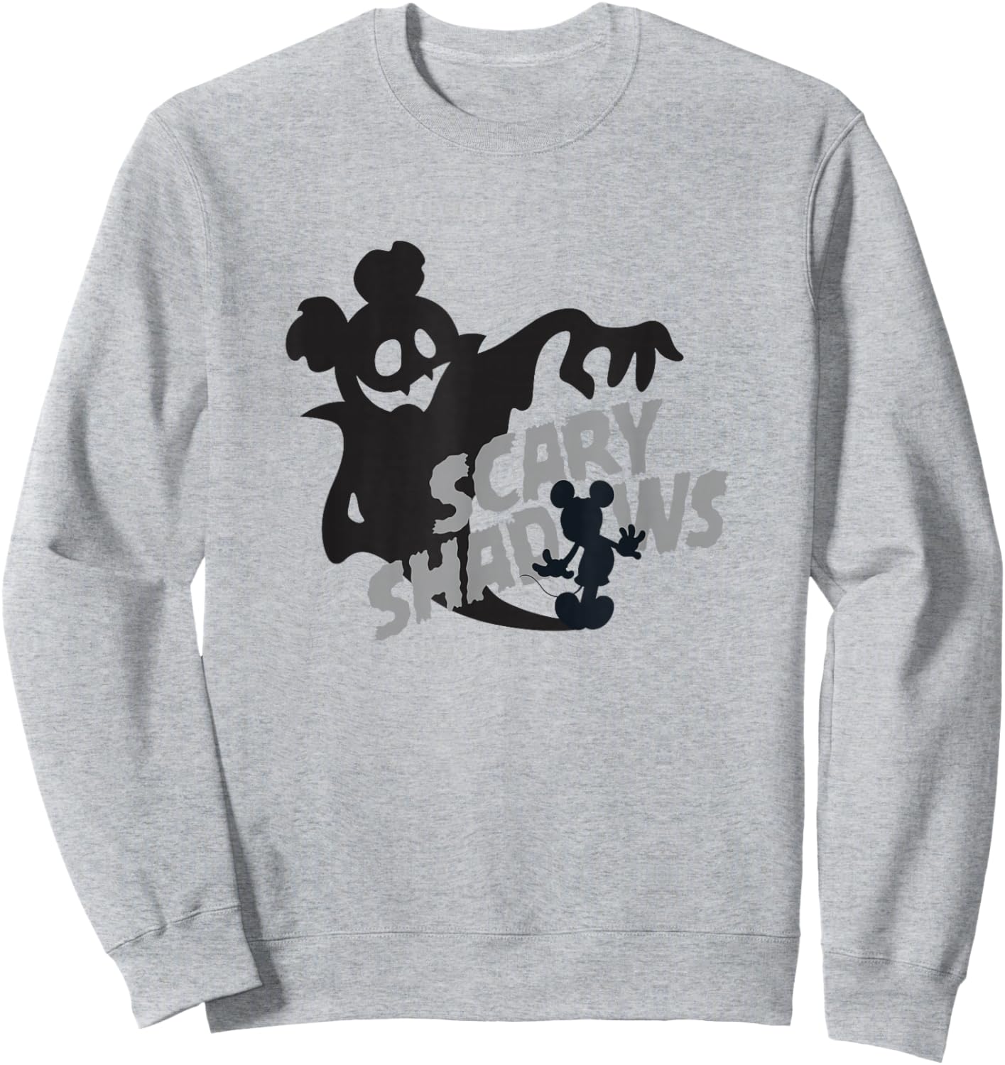 Disney Mickey and Friends Halloween Scary Shadows Silhouette Sweatshirt - Sweatshirt | Ash