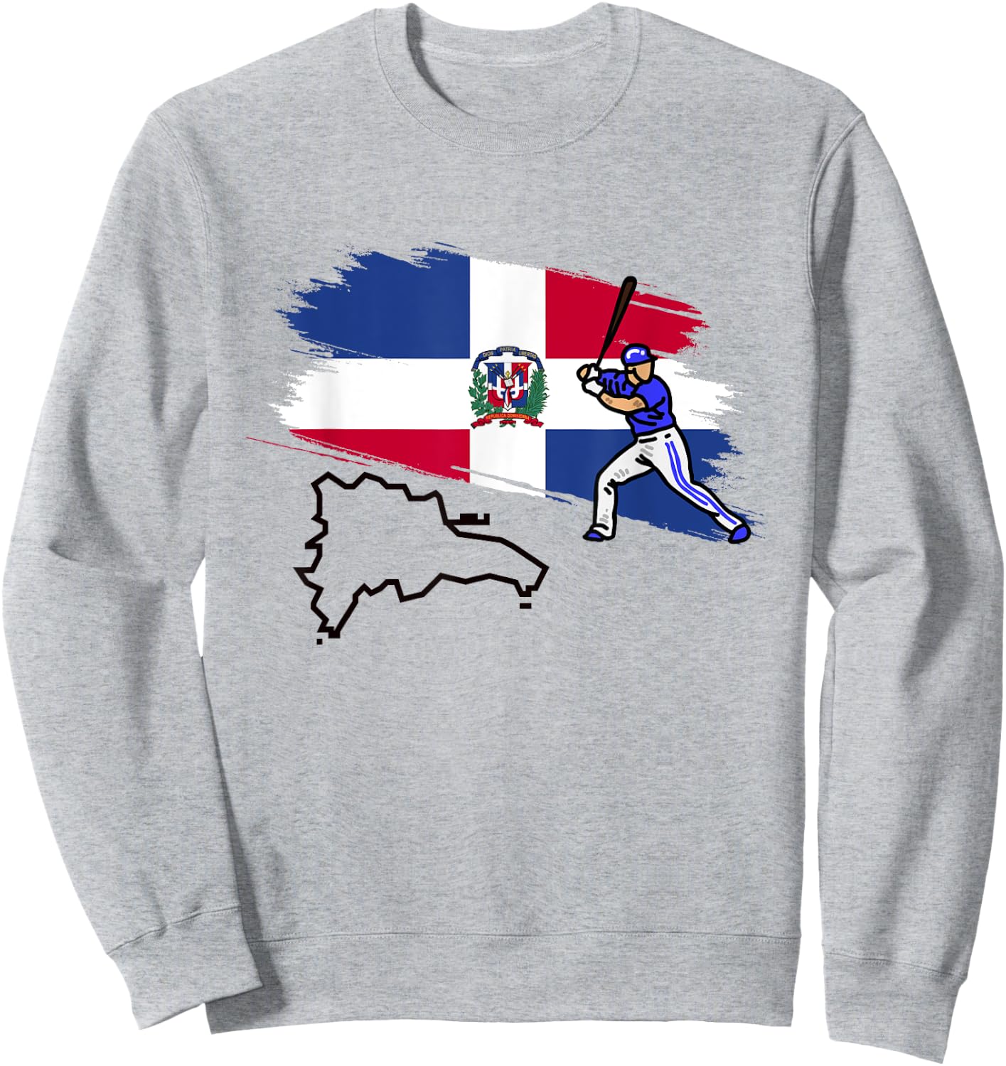 Dominican Republic Flag Baseball Player Dominican Pride Sweatshirt - Sweatshirt | Ash