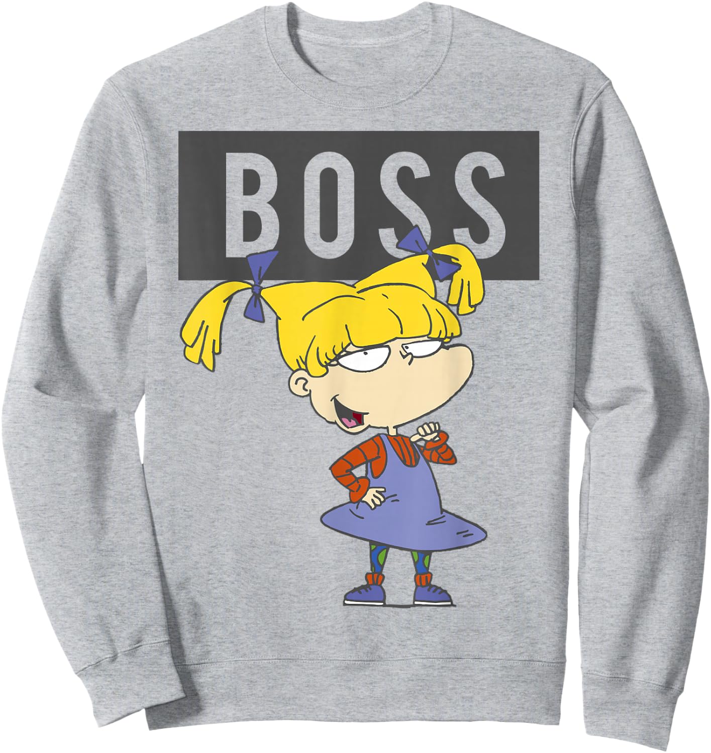Rugrats Angelica Boss Word Cutout Sweatshirt - Sweatshirt | Ash