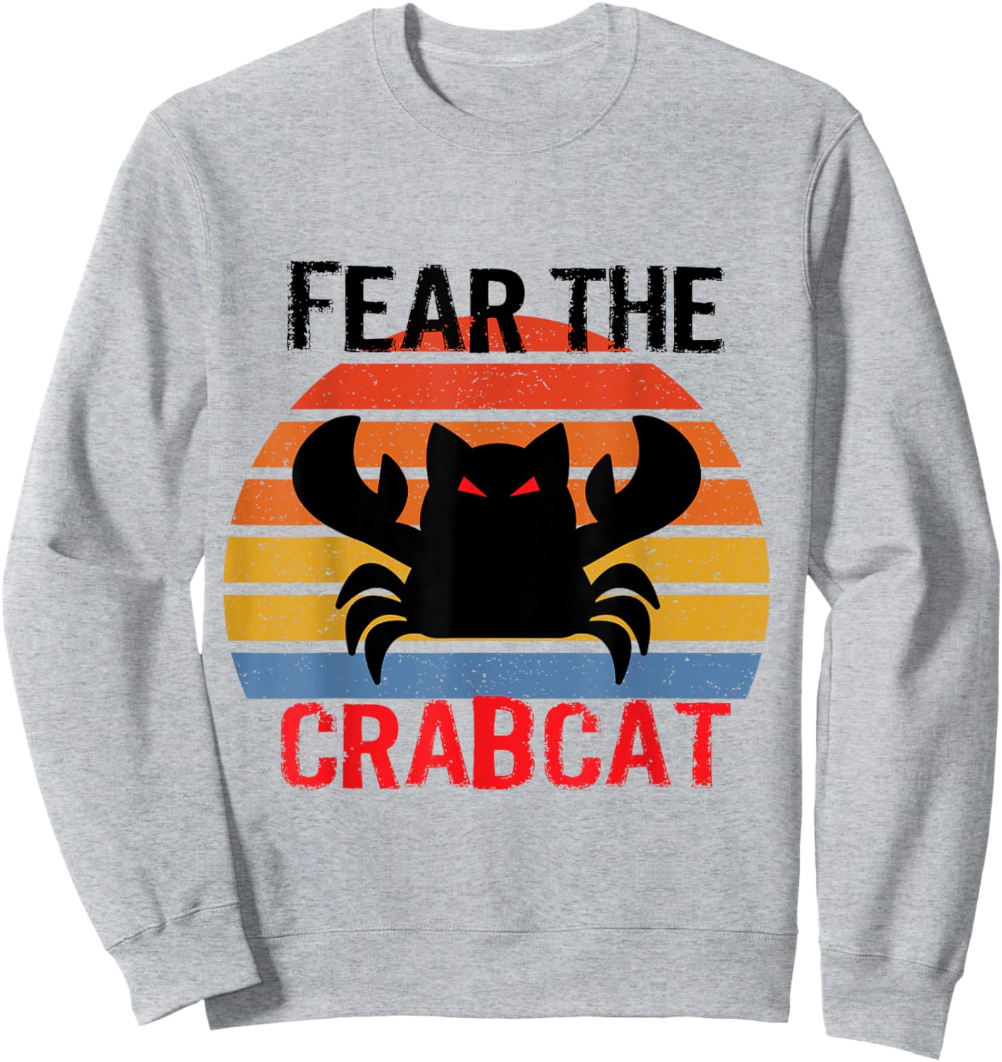 Fear the Crabcat - Funny Crab Cat Cryptozoology - -Adults/Kids - Blue - Small - Short Sleeve - Classic Fit - Cotton/Polyester Sweatshirt - Sweatshirt | Ash