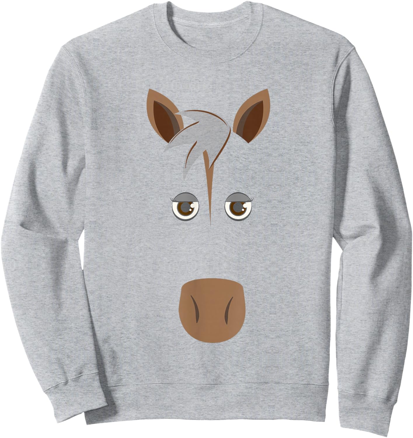 Funny Horse Face , Halloween Face Costume Sweatshirt - Sweatshirt | Ash